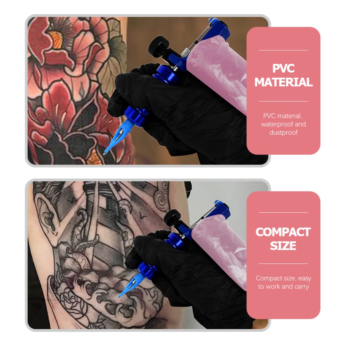 100Pcs Disposable Clip Cord Covers & Pen Bags for Tattoo Artists - Hygienic Tattoo Hook Bags Kit - Ideal for Professional Tattoo Studios & Home Use