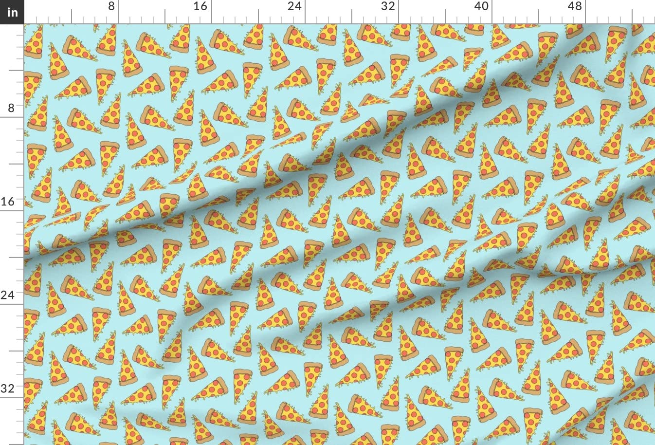 Pizza Print Light Blue Pastel Junk Food 1990s Retro Minky Fabric by The Yard - Soft Plush Material for Baby Blankets, Quilt Backing & DIY Sewing Projects - Perfect for Kids' Room Decor, Themed Parties & Nostalgic Gift Ideas