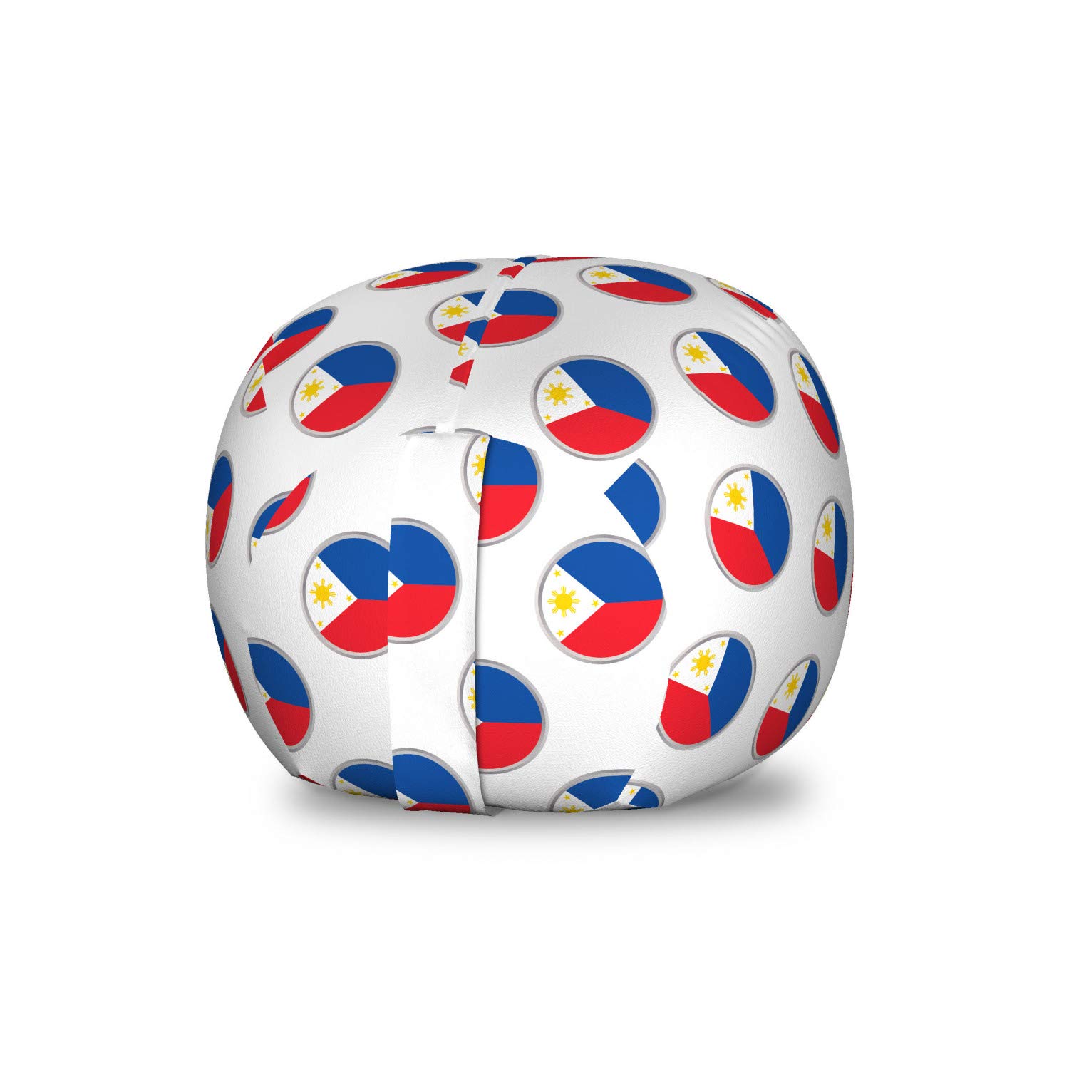 Ambesonne Philippines Storage Toy Bag Chair - National Flag Circles Design, Washable Stuffed Animal Organizer for Kids Room, Small Multicolor Storage Solution | Perfect for Playroom, Bedroom & Dorm Organization