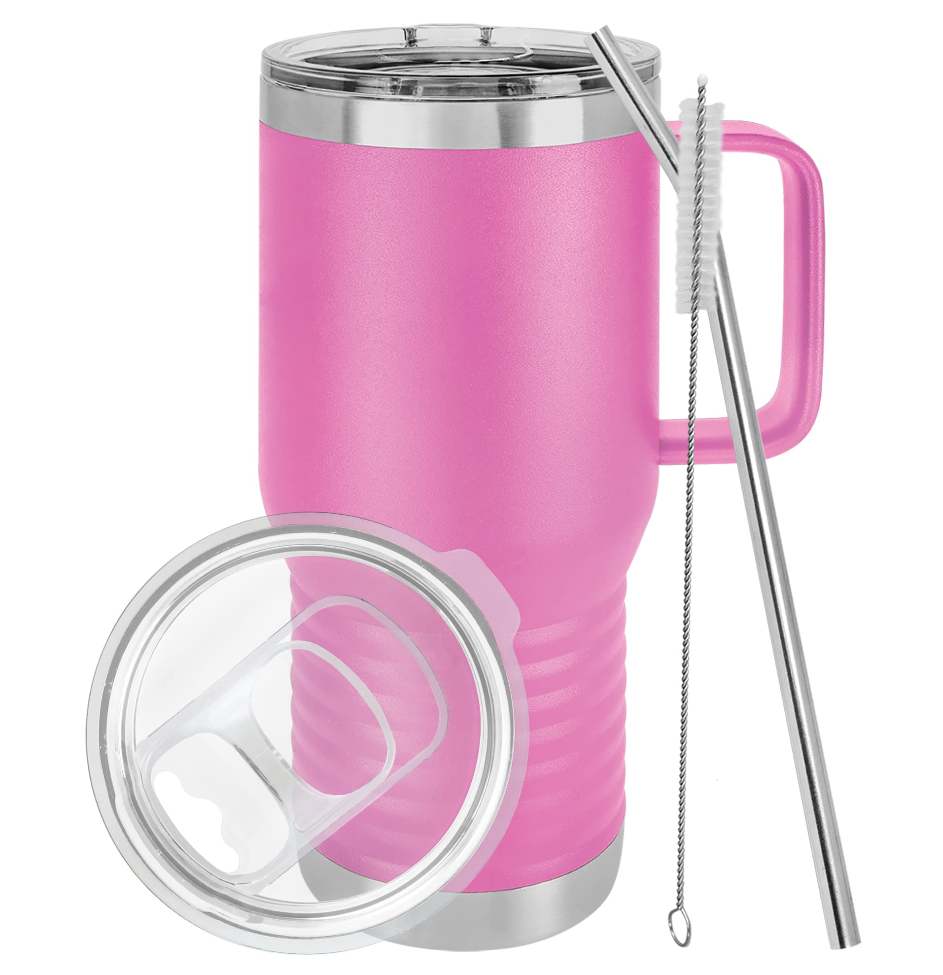 Polar Camel 20 oz Vacuum Insulated Stainless Steel Travel Tumbler with Handle & Slider Lid - Leakproof Coffee Mug for Hot & Cold Drinks - Perfect Gift for Men & Women (Light Purple) - Ideal for Office, Commuting, Camping & Outdoor Activities