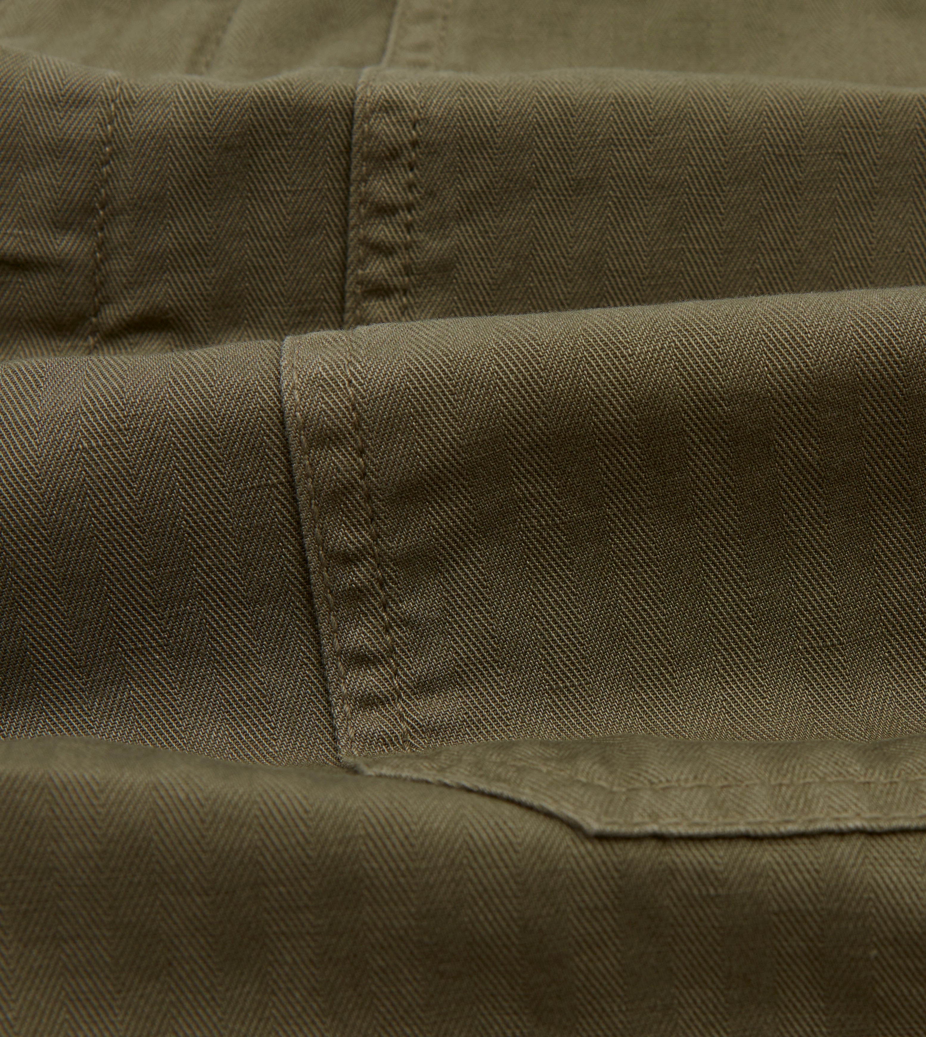 Olive Cotton Linen Herringbone Fatigue Shorts - Comfortable Casual Summer Shorts for Men | Perfect for Outdoor Activities, Travel & Everyday Wear