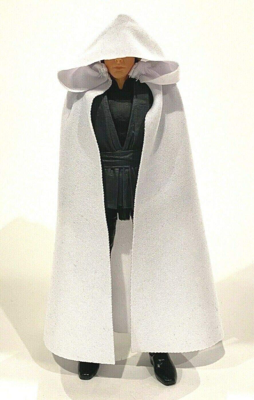 1/12 Scale Miniature Custom Handmade White Fabric Hooded Cape for 6 inch Action Figures - Perfect for Doll Photography, Cosplay & Collectible Displays