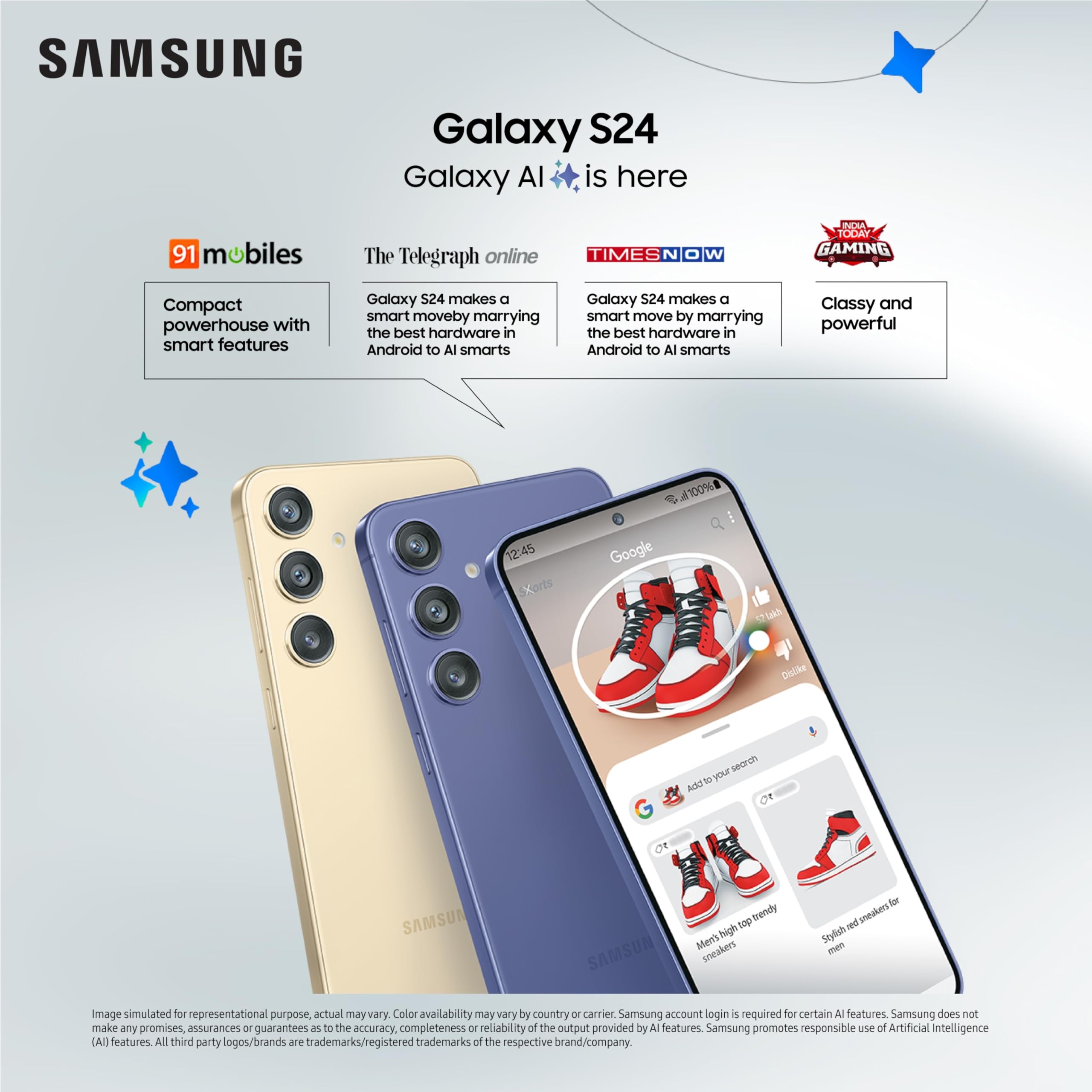 Samsung Galaxy S24 5G Unlocked Smartphone - 256GB Cobalt Violet | AI-Powered 50MP Camera, 8K Video, Night Mode | 120Hz AMOLED Display | US Warranty - Perfect for Streaming, Gaming & Professional Photography