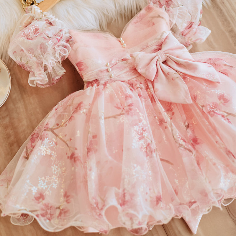 Elegant Baby Pink Party Dresses for Toddler Girls - Princess Birthday Dress for Special Occasions & Photo Shoots