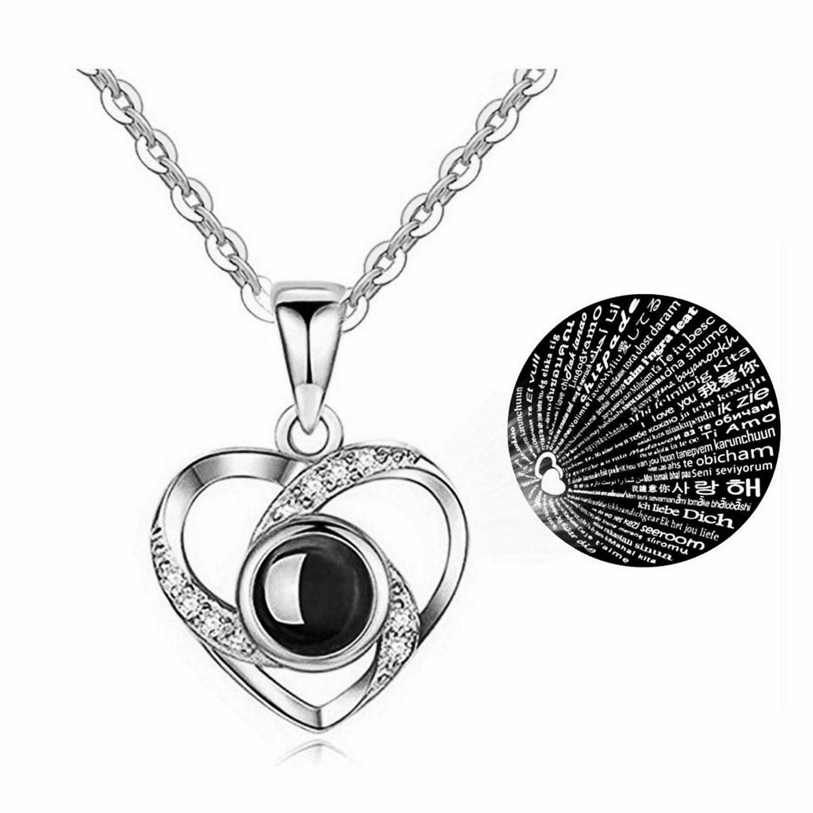Handmade Preserved Real Rose in Heart Necklace - 'I Love You' in 100 Languages, Romantic Gift for Her - Valentine's Day, Anniversary, Mother's Day & Birthday Present for Women (Purple) - Perfect for Surprise Proposals, Wedding Anniversaries & Special Occasions