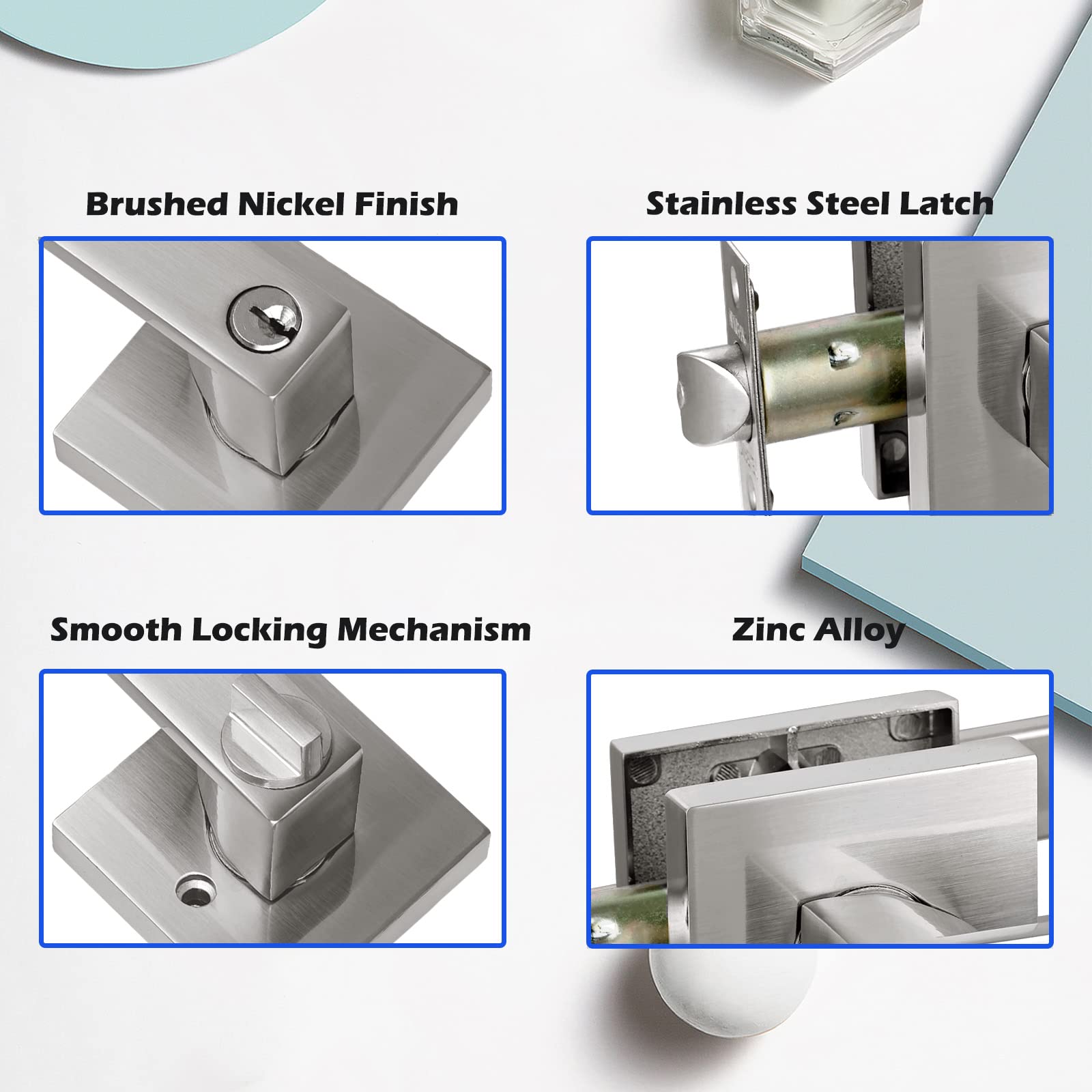 Heavy Duty Keyed Entry Lever Lock for Exterior Front Door - Satin Nickel Finish Handle - Secure Home & Office Entry - Perfect for Residential & Commercial Properties