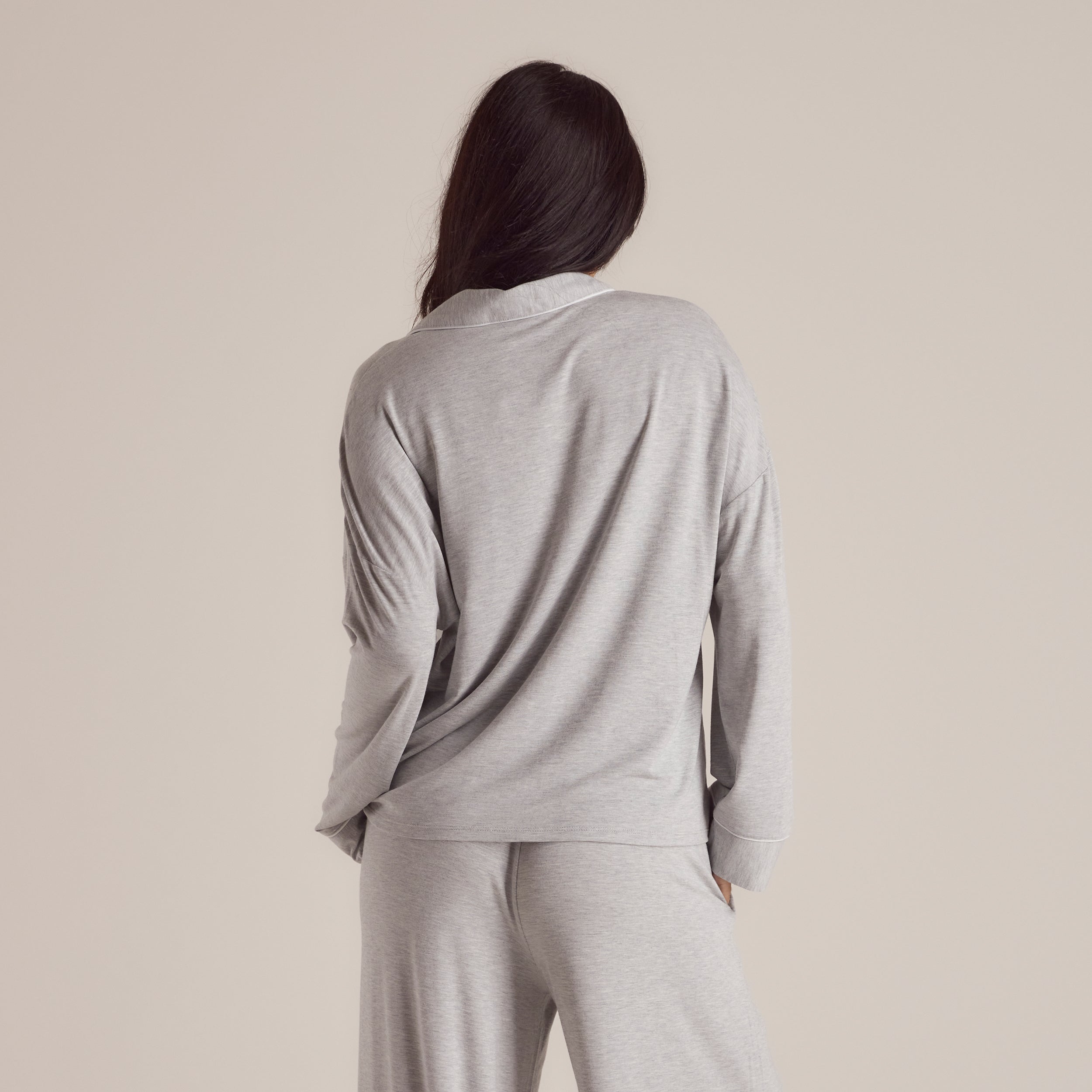 Soft Modal Pyjama Shirt - Grey Marl for Women | Comfortable Sleepwear & Lounge Wear for Nighttime Relaxation