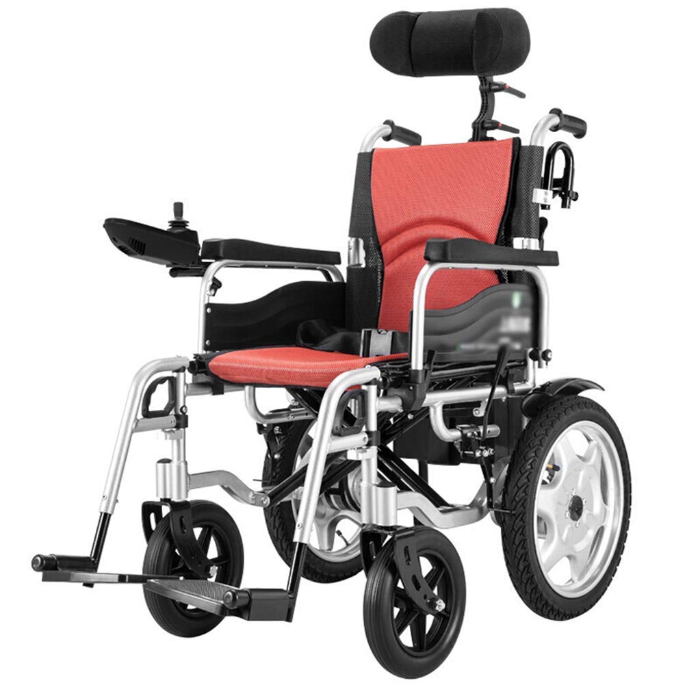 RALIRA Foldable Lightweight Electric Wheelchair with Adjustable Headrest, Backrest & Pedals - 44cm Seat Width, 175kg Capacity & Joystick Control - Ideal for Indoor/Outdoor Mobility & Travel