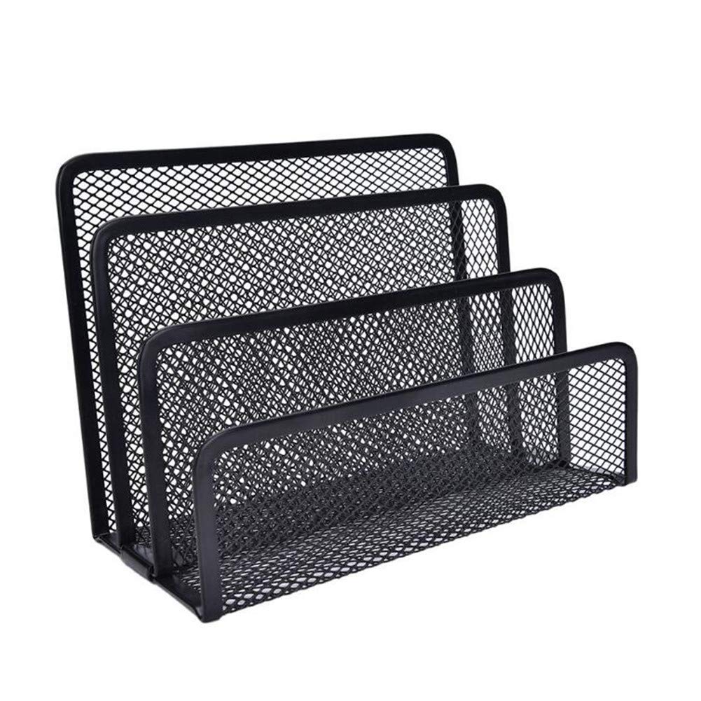 VALINK 4-Cell Black Metal Mesh Desk Organizer - Letter Sorter, Mail Tray & File Organizer for Office & Home - Perfect for Books, Pens, Pencils, Rulers & Stationery Storage - Ideal Workspace & Study Organization Solution