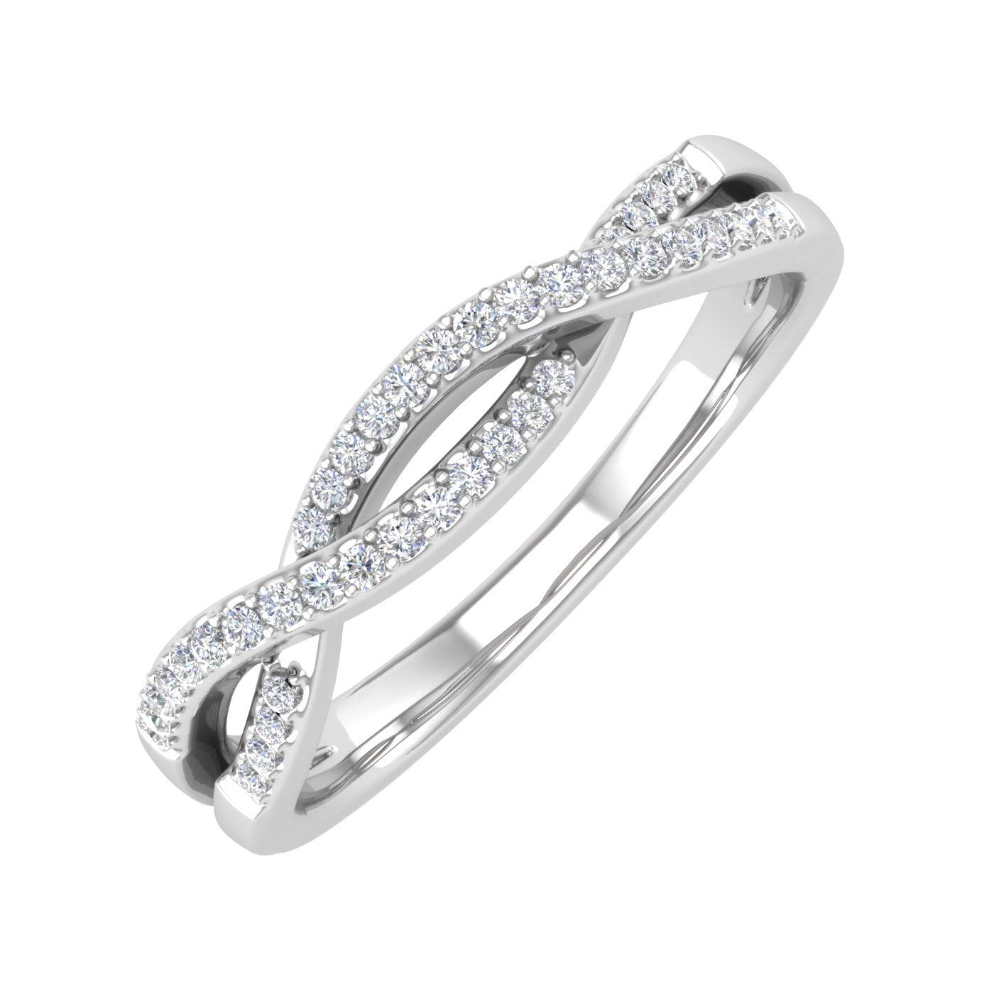 FINEROCK 10K Gold Diamond Twisted Wedding Band Ring for Women - 0.13 Carat IGI Certified Diamond Eternity Ring - Perfect for Engagement, Anniversary & Bridal Jewelry Gifts