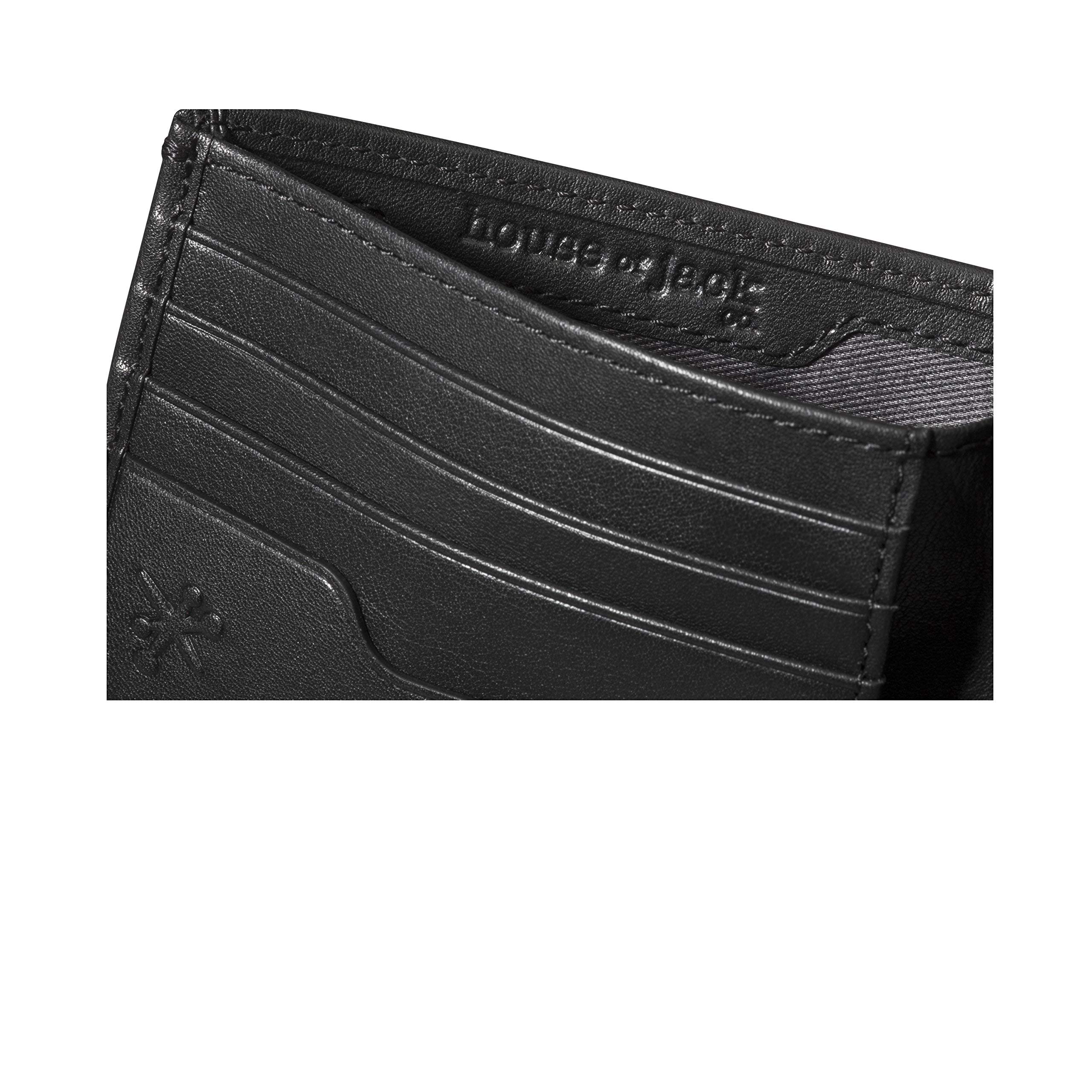 House of Jack Co. Eastwood RFID Blocking Trifold Wallet for Men - Premium Full Grain Cowhide Leather with Double Bill Compartment (Black) - Perfect for Everyday Carry, Travel & Business Use