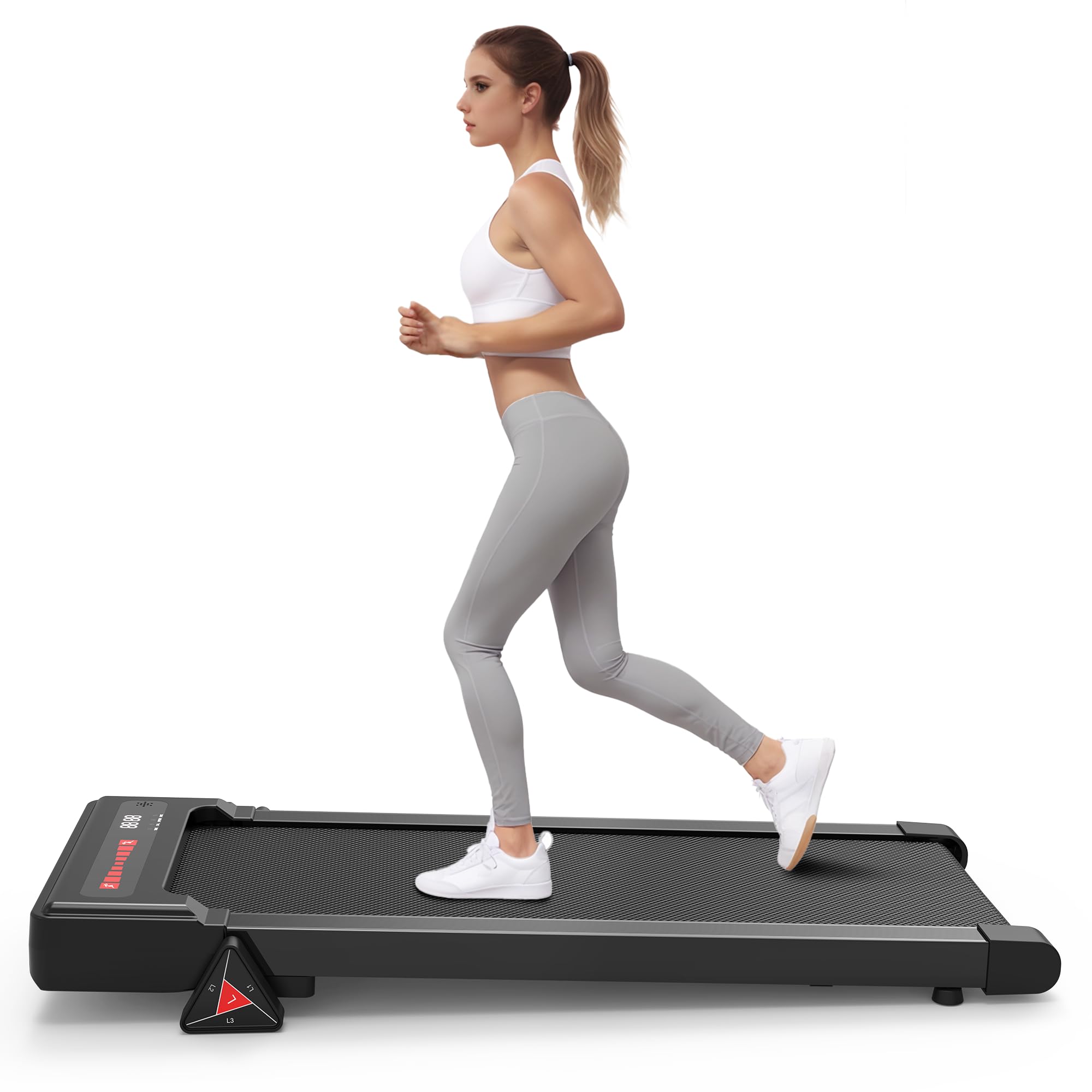 Under Desk Treadmill with Incline - 2.5HP Quiet Walking Pad with Shock Absorption, LED Display & Remote Control - Portable Treadmill for Home Office Workouts, Walking While Working, Small Space Exercise