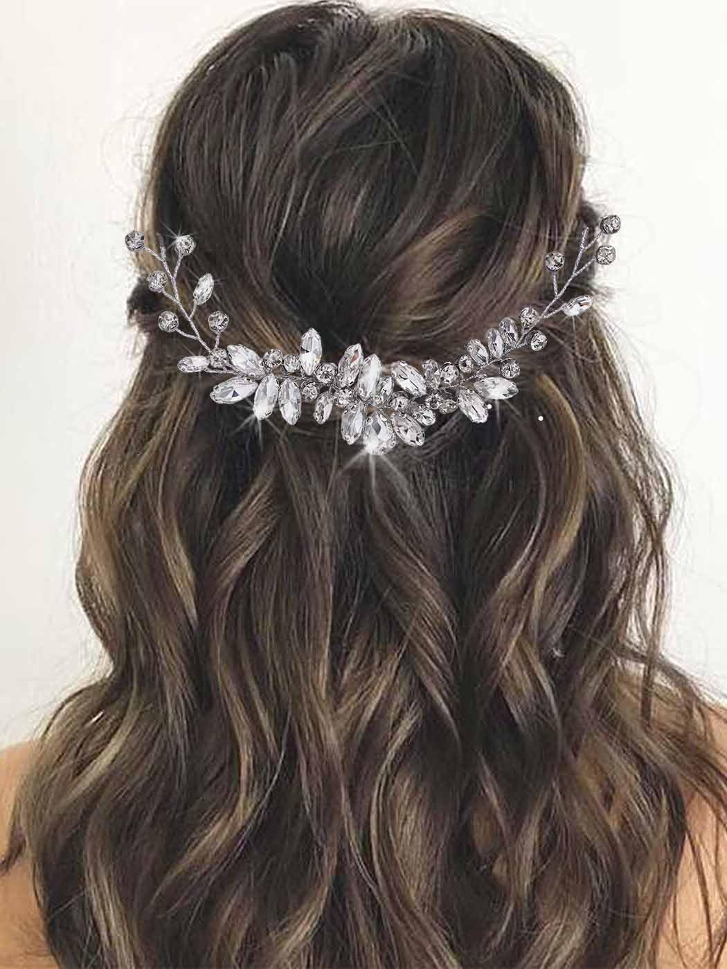 Sparkling Silver Rhinestone Bridal Hair Vine - Crystal Wedding Headpiece for Women & Girls | Elegant Bride Hair Accessories for Weddings, Prom & Special Occasions