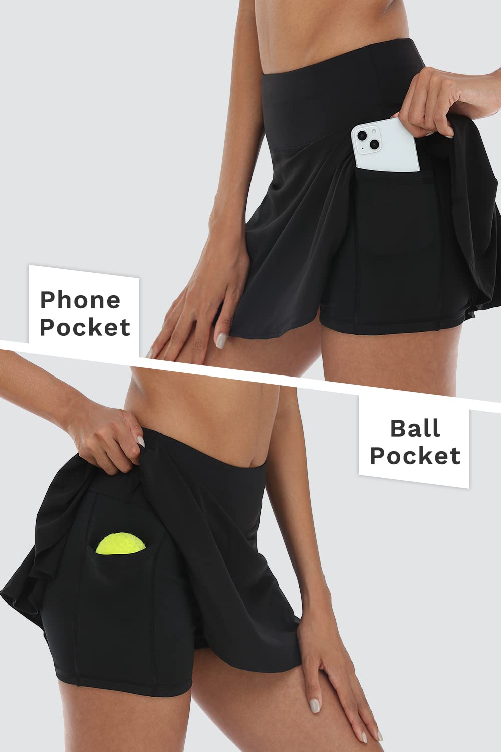 Songful Pleated Tennis Skirt for Women - High Waisted Athletic Golf Skort with Pockets - Perfect for Running, Tennis, Golf & Casual Wear