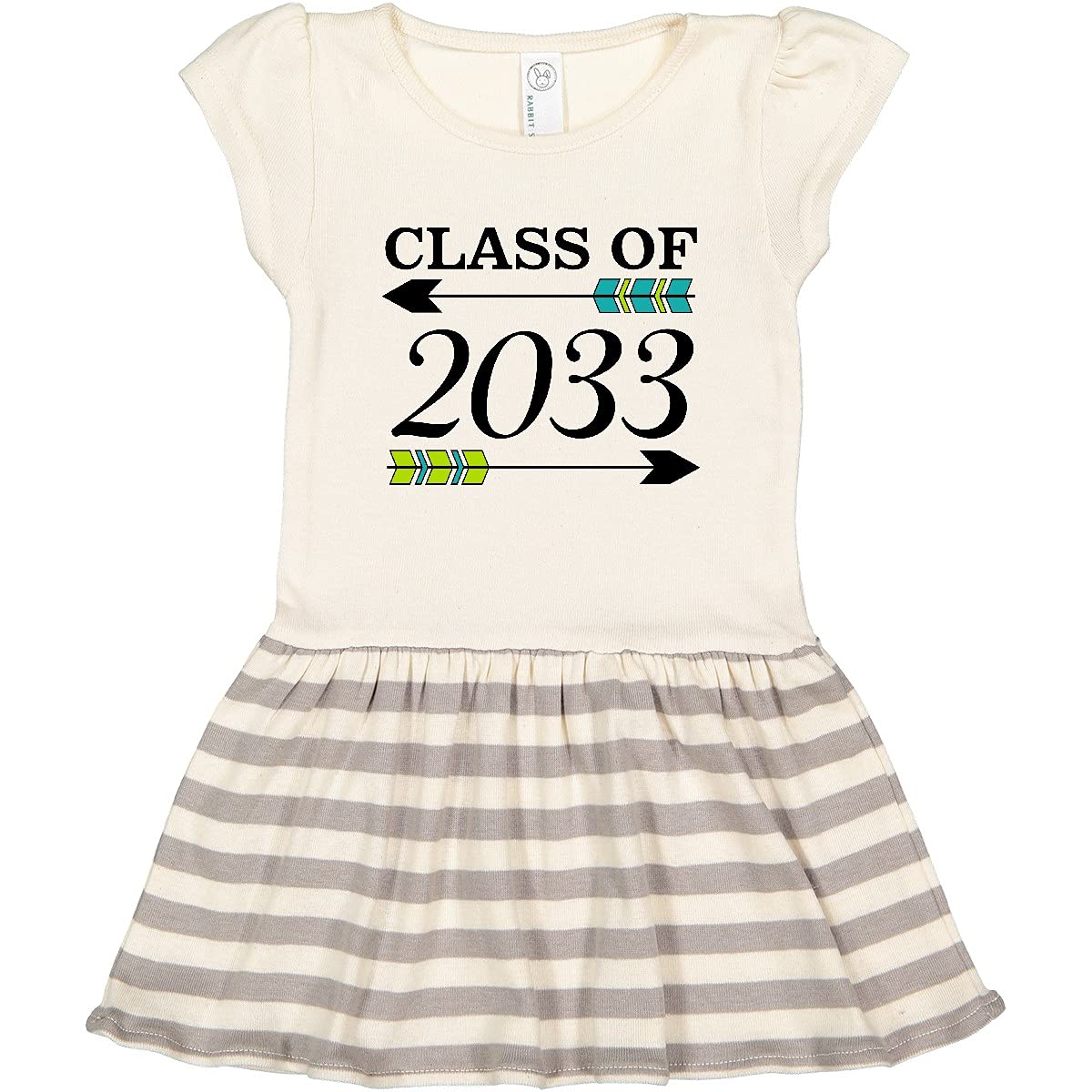 Inktastic Class of 2033 with Arrows Toddler Dress - Cute Graduation Outfit for Baby Girls, Soft Cotton Kids Dress for School Celebrations & Photo Shoots