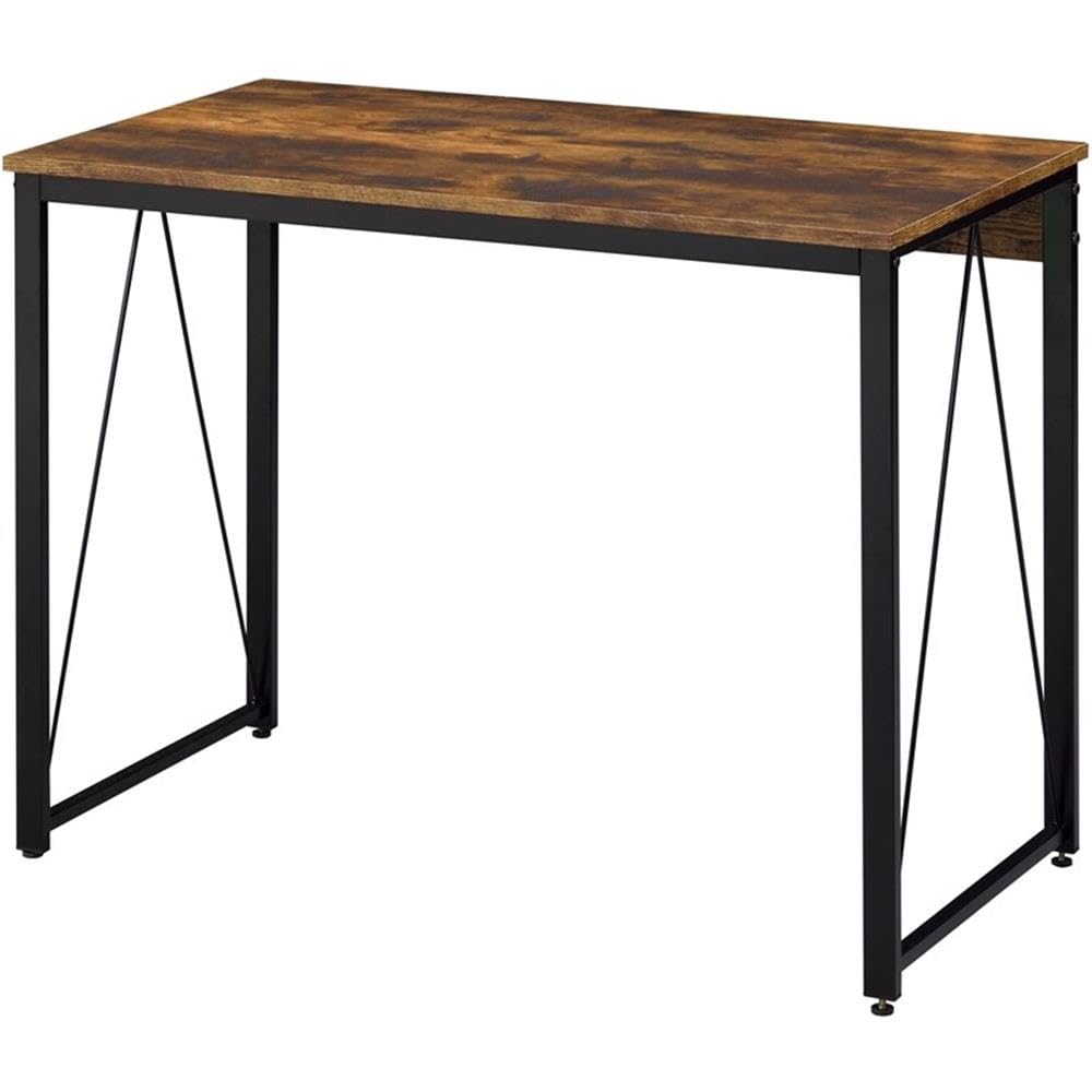 Acme Zaidin Wooden Rectangle Writing Desk - Weathered Oak & Black Finish - Perfect for Home Office, Study & Workspace