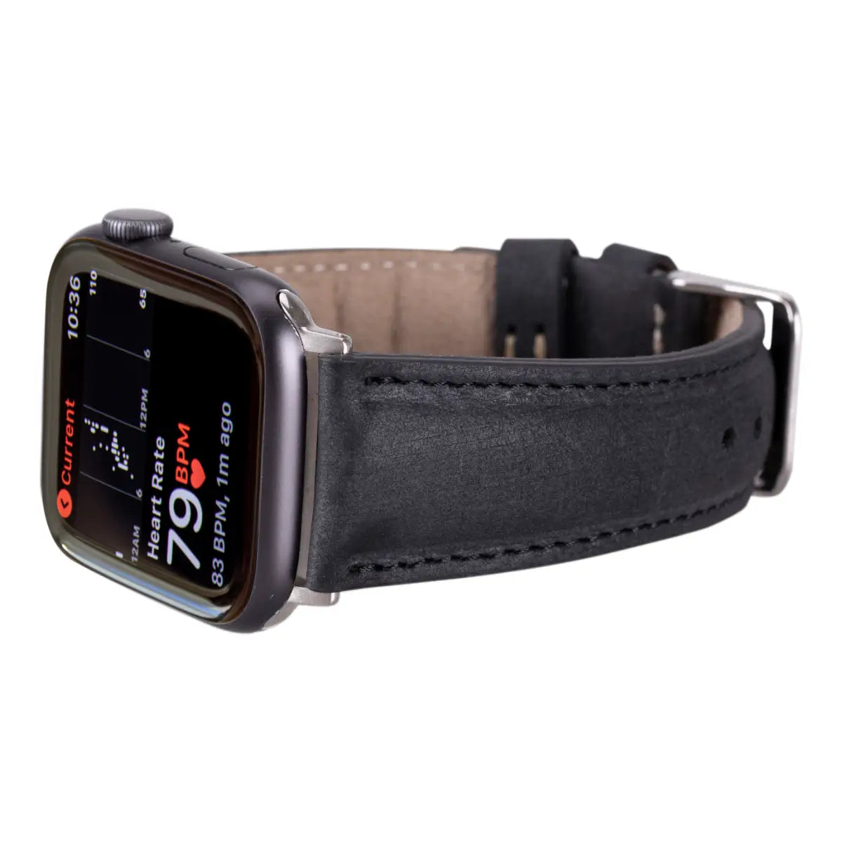 Premium Dark Gray Genuine Leather Apple Watch Band - Classic & Durable Strap for Apple Watch Series 9/8/7/6/SE - Perfect for Work, Gym & Everyday Wear