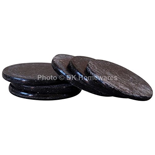 Black Marble Tea Coaster Set - Indian Polished Stone for Coffee Table & Bar