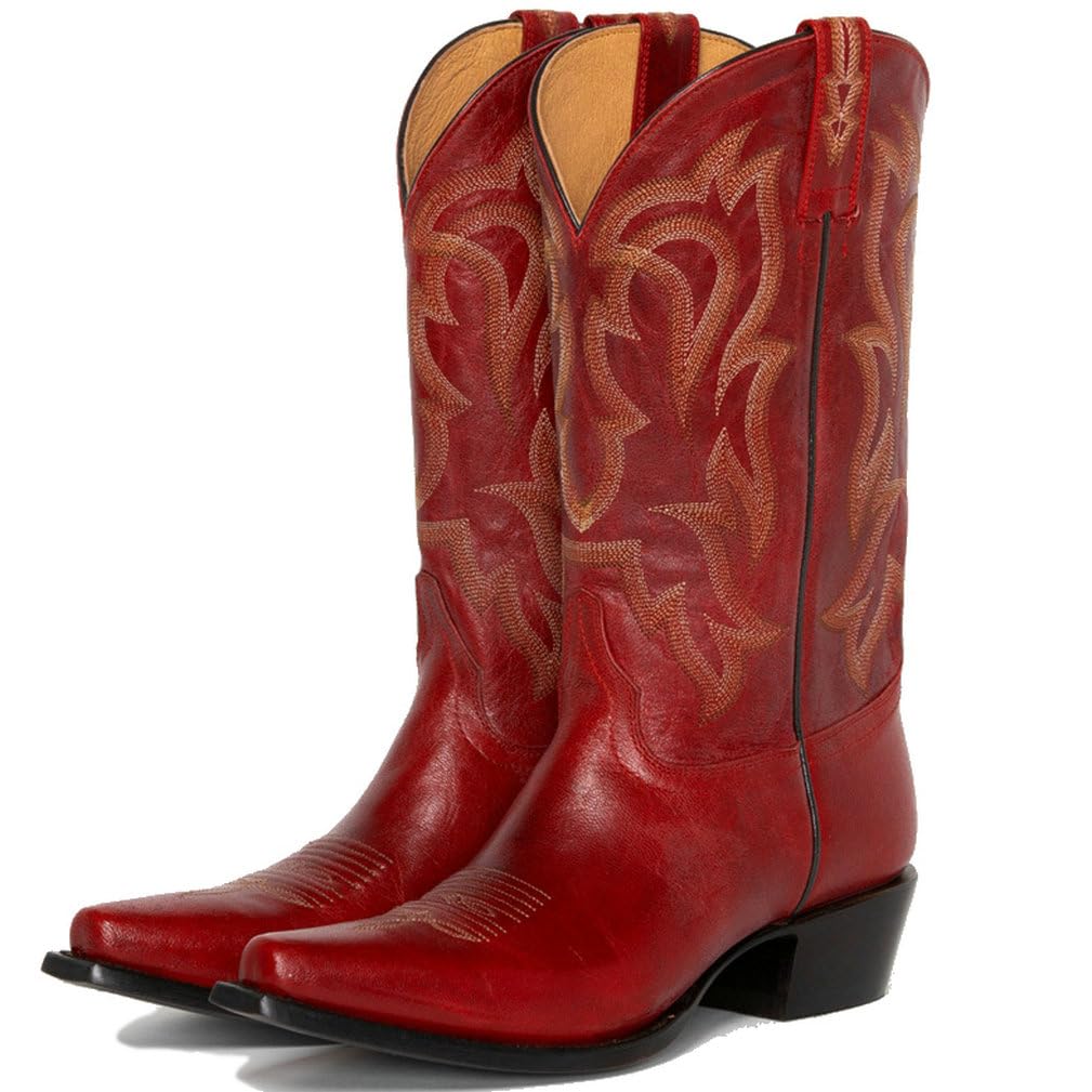 KISSASA Embroidered Western Cowboy Boots for Women - Wide Calf, Pointed Toe Mid Calf Cowgirl Boots - Perfect for Country Dancing, Rodeos & Western Fashion