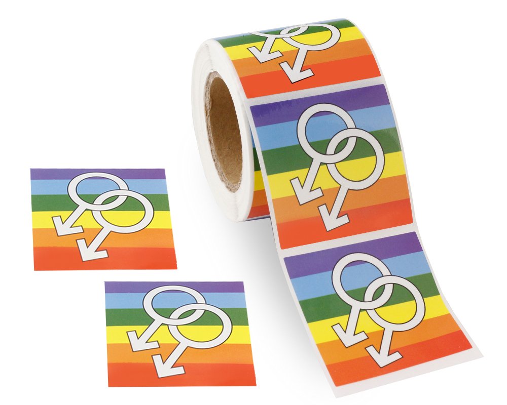 250 Rainbow LGBTQ Pride Stickers - Waterproof Vinyl Male Symbol & Rainbow Flag Decals for Pride Events, Fundraising, Marches & Social Awareness - Perfect for Laptops, Water Bottles & Protest Signs