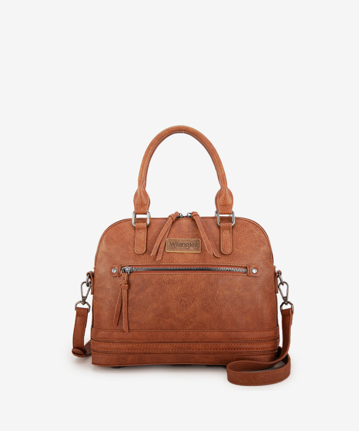 Wrangler Dome Satchel Crossbody Bag for Women & Men - Durable Leather Shoulder Bag - Perfect for Travel, Work & Everyday Use