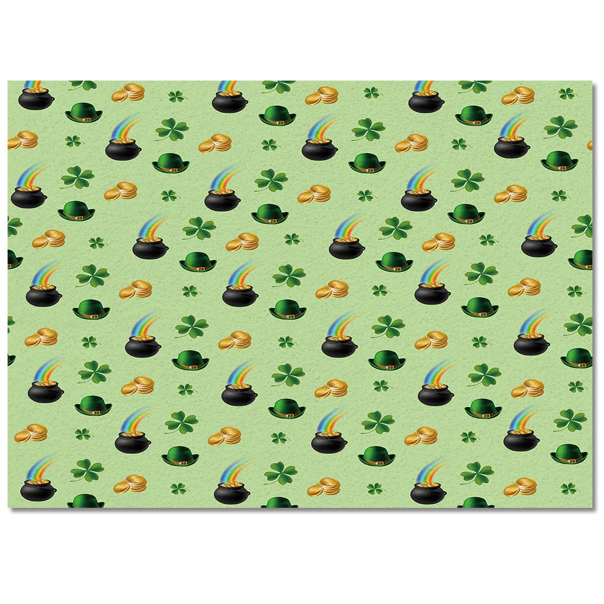 5' x 8' Non-Slip Four Leaf Clover Golden Coin Rainbow Area Rug - Rectangle Floor Mat for Living Room, Bedroom & Office - Soft & Durable Home Decor for St. Patrick's Day, Irish Theme Parties & Everyday Use