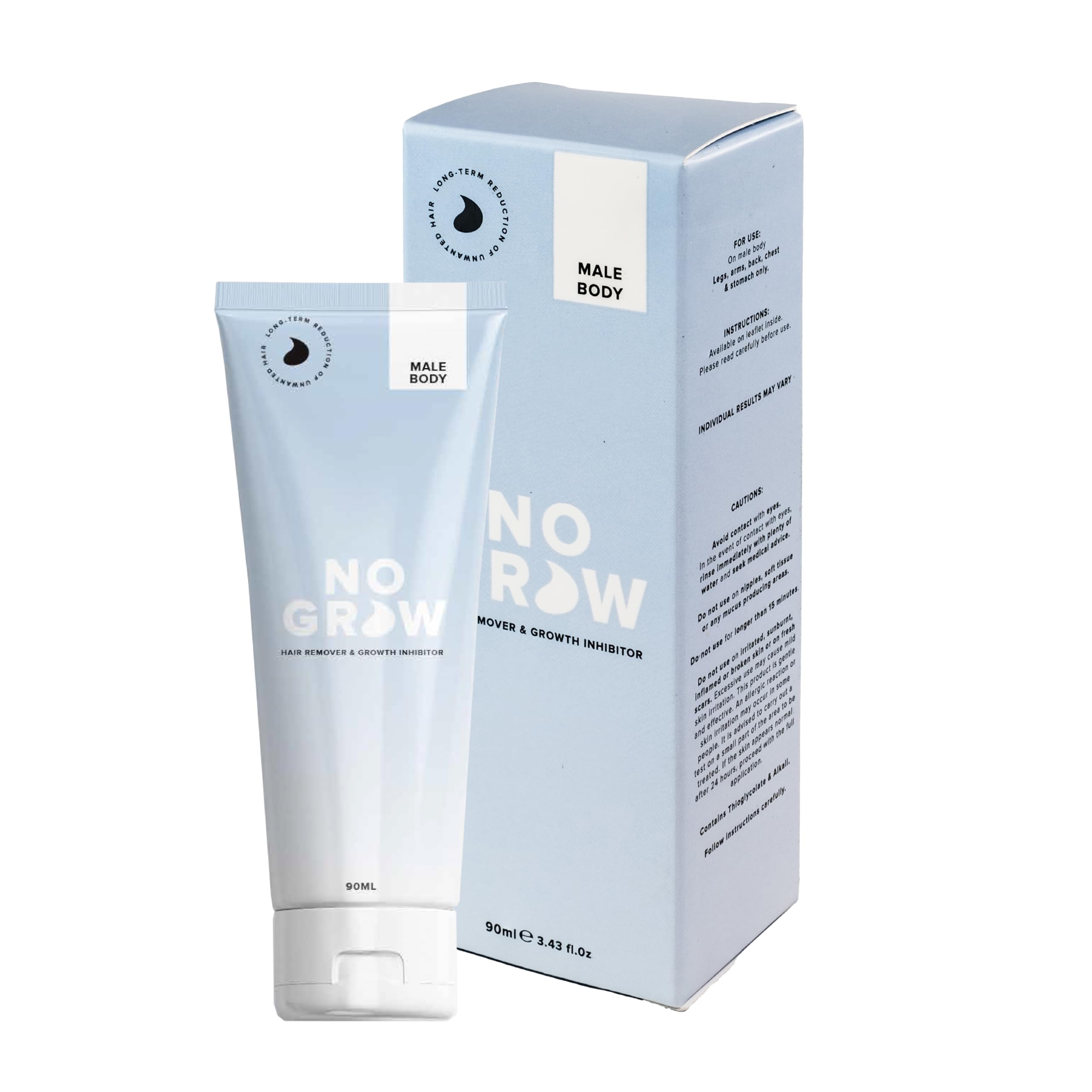Men's Body Hair Remover & Growth Inhibitor Gel - 90ml | Fast Results in 4 Months | Underarm, Arm, Chest & Stomach Hair Removal | Smooth Skin for Summer, Beach & Gym
