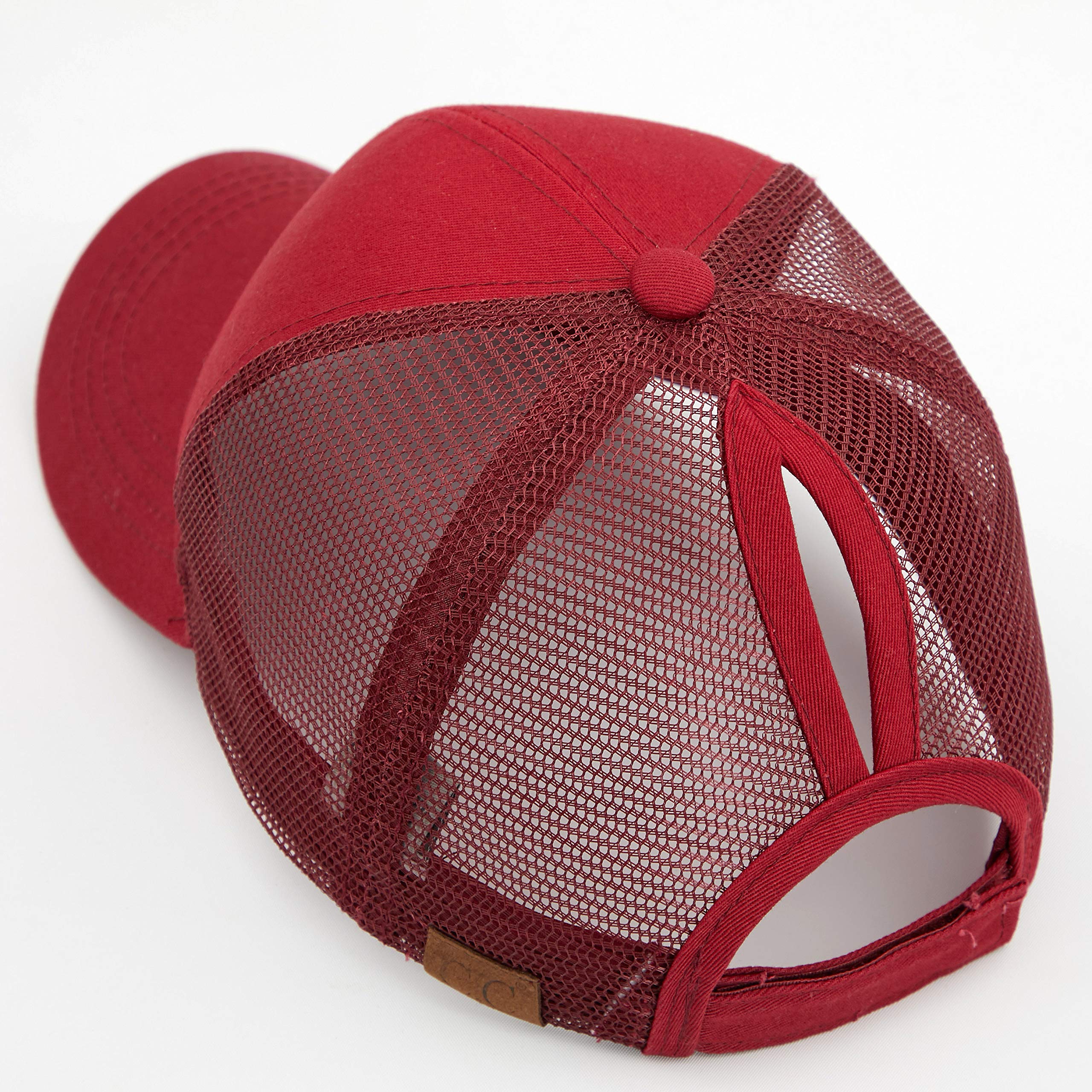 Stylish Ponytail Baseball Cap for Women - C.C Hatsandscarf Trucker Hat with Messy Bun Opening (BT-6) - Perfect for Running, Gym, and Outdoor Activities