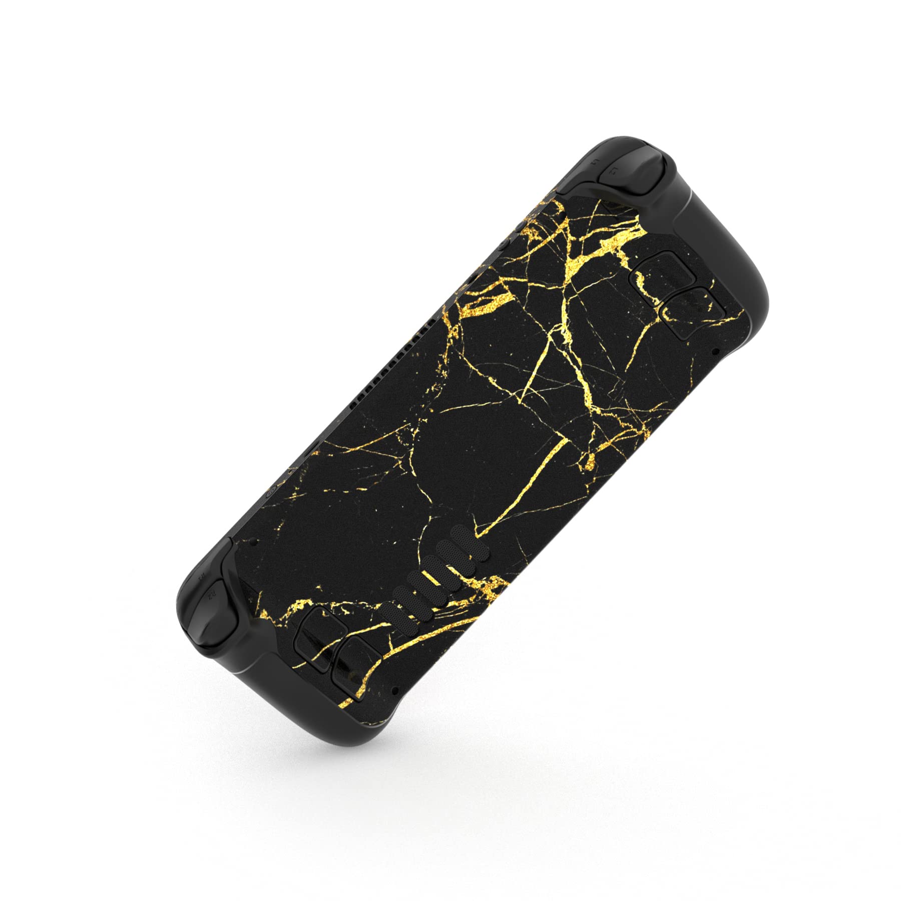 PlayVital Full Protective Skin Decal for Steam Deck LCD & OLED - Black Gold Marble Vinyl Cover | Scratch-Resistant Custom Stickers for Gaming Console Protection | Perfect for Travel, Gaming Sessions & Display
