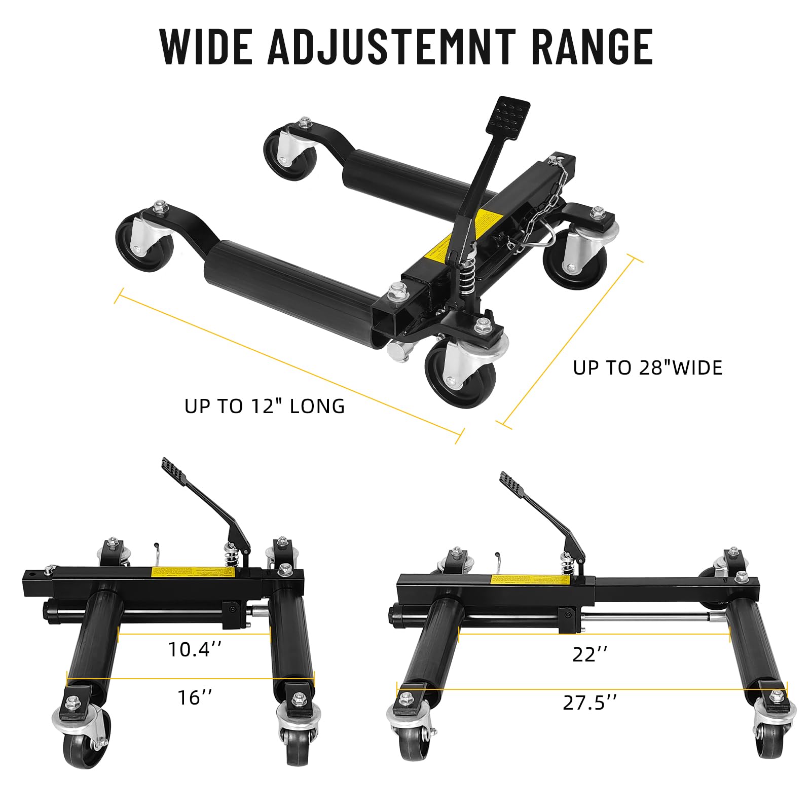 GARVEE 2 Pack Heavy Duty Car Wheel Dolly - 3000 lbs Capacity, Steel Construction with Ratcheting Foot Pedal for Vehicle Positioning - Ideal for Auto Repair, Car, Truck, RV & Trailer Maintenance