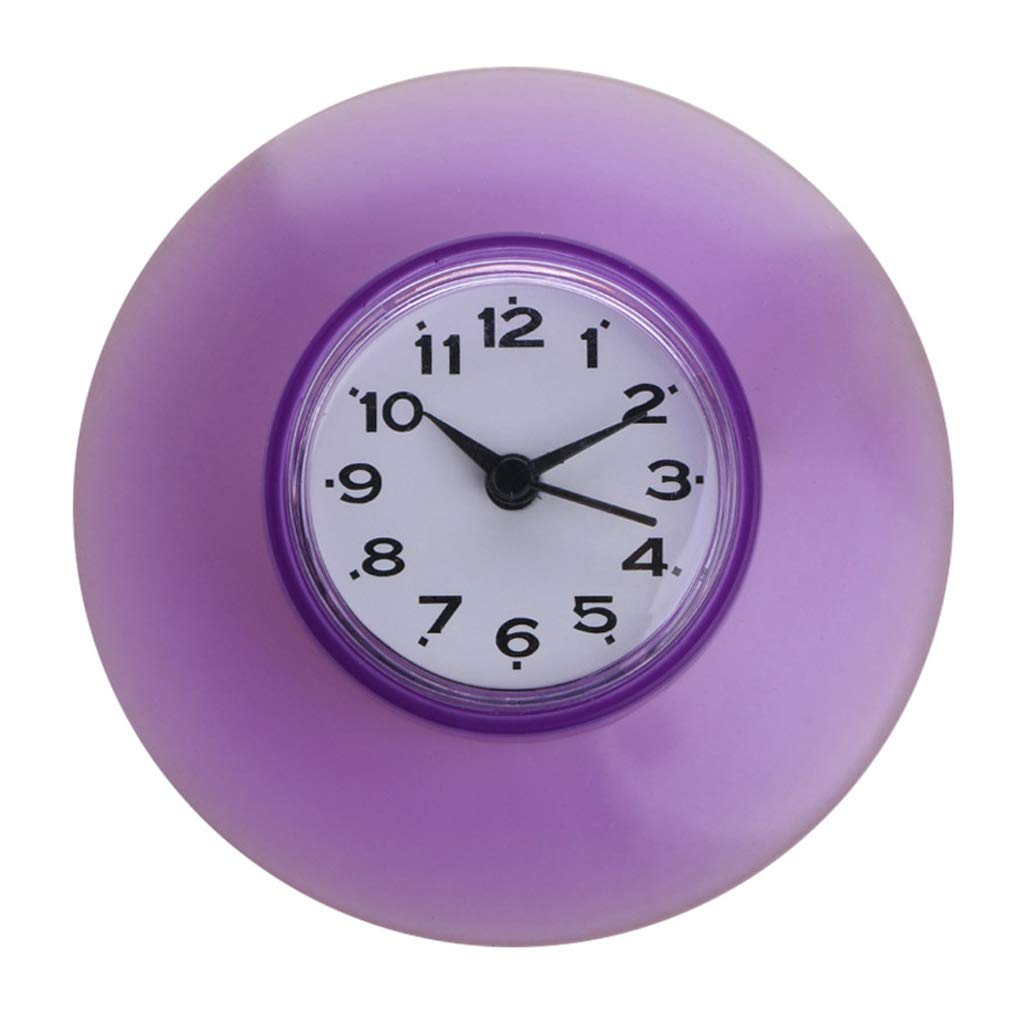 Youngy Waterproof Silicone Wall Clock with Suction Cup - Purple, Bathroom & Kitchen Timer for Shower, Cooking, and Home Use