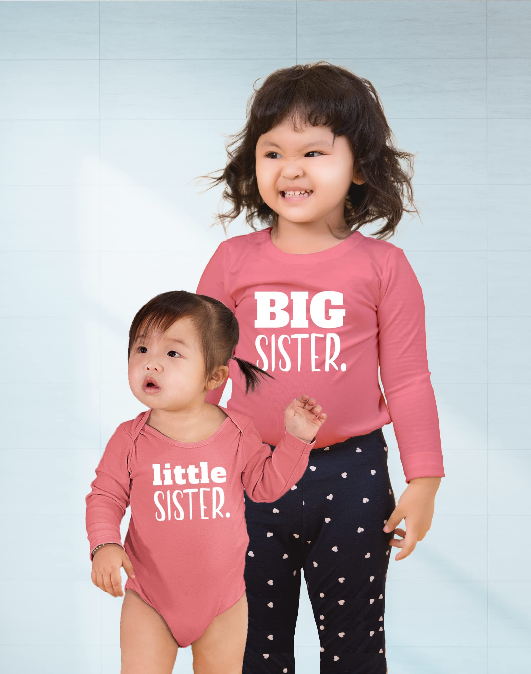 Big Sister Little Sister Matching Outfits - Cute Shirt Gift Set for Girls & Newborn Baby - Perfect for Sibling Photos, Family Events & Special Occasions