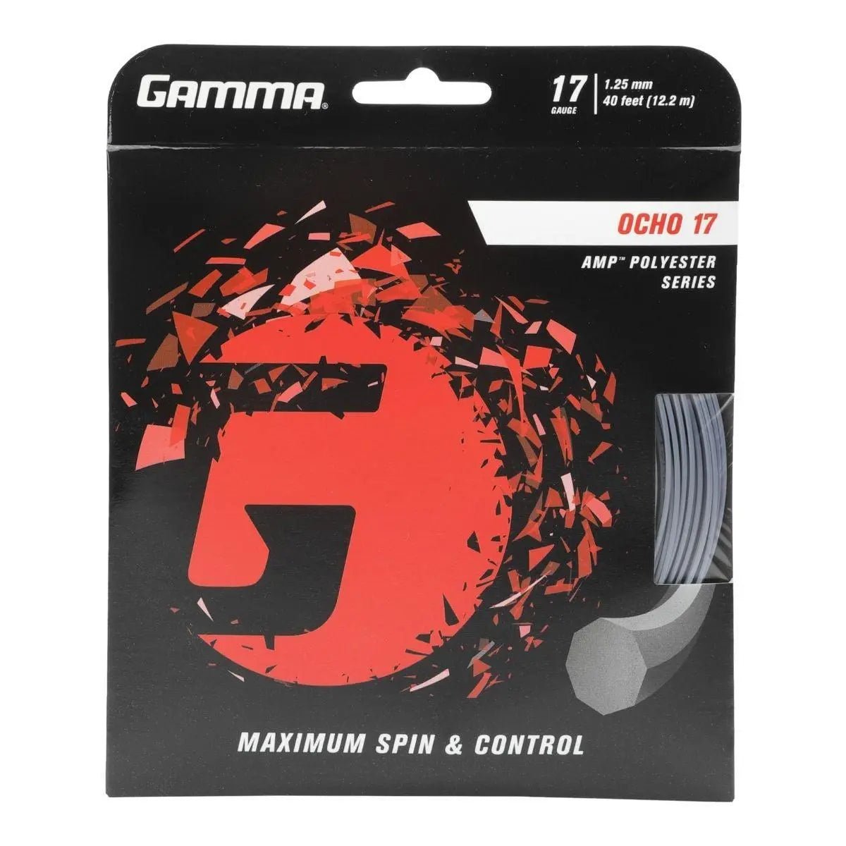Gamma Ocho 17 Tennis String - High Performance Polyester String for Tennis Rackets | Perfect for Competitive Play & Tournament Use