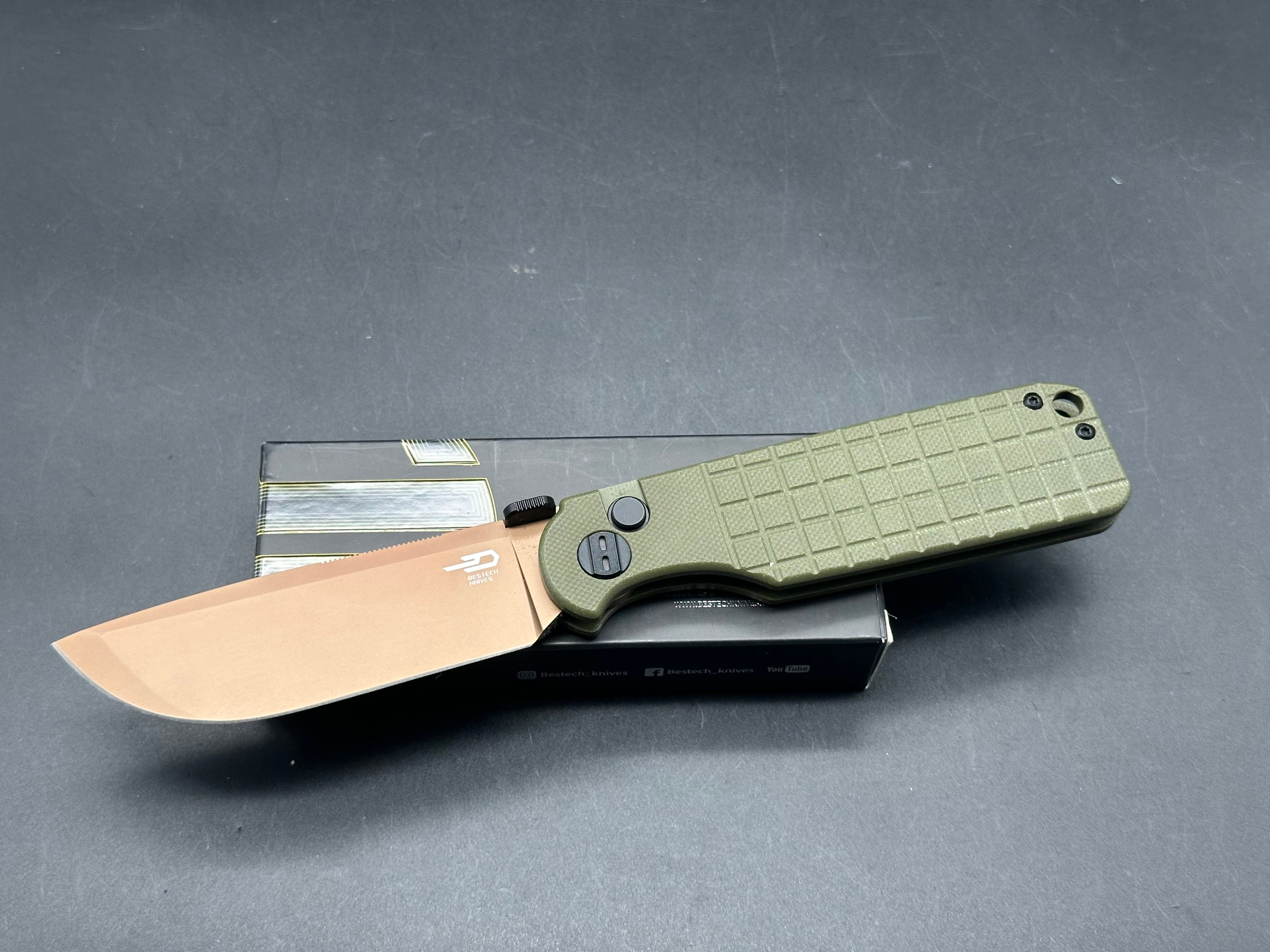 Bestech Glok Green & Copper Folding Knife - Exclusive BHQ Limited Edition - Perfect for EDC, Outdoor Adventures & Collectors