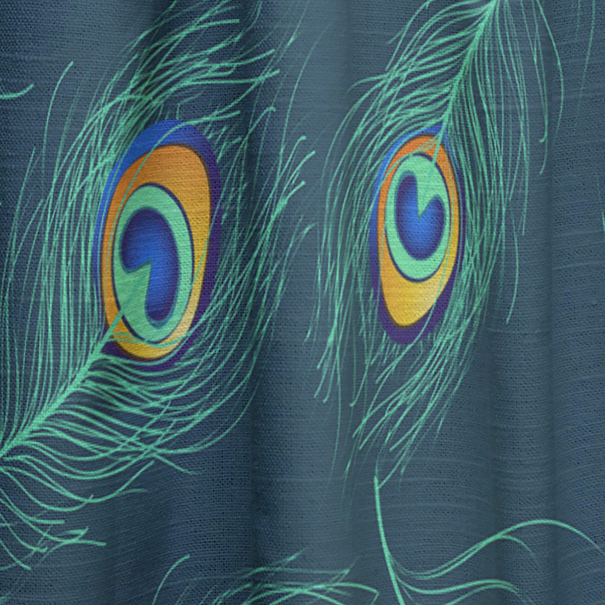 DesignQ Peacock Feather Pattern Thermal Insulated Curtains - 52x95 Inch Single Panel for Bedroom & Living Room - Elegant Home Decor for Privacy & Temperature Control