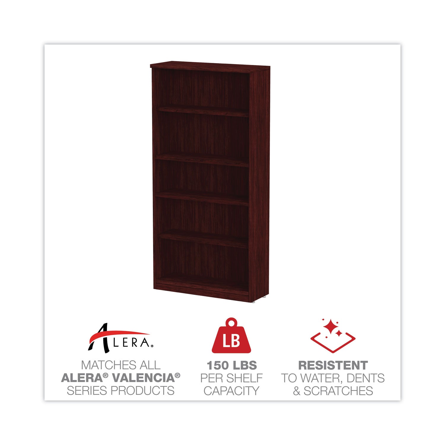 Alera Valencia 5-Shelf Bookcase - 31.75