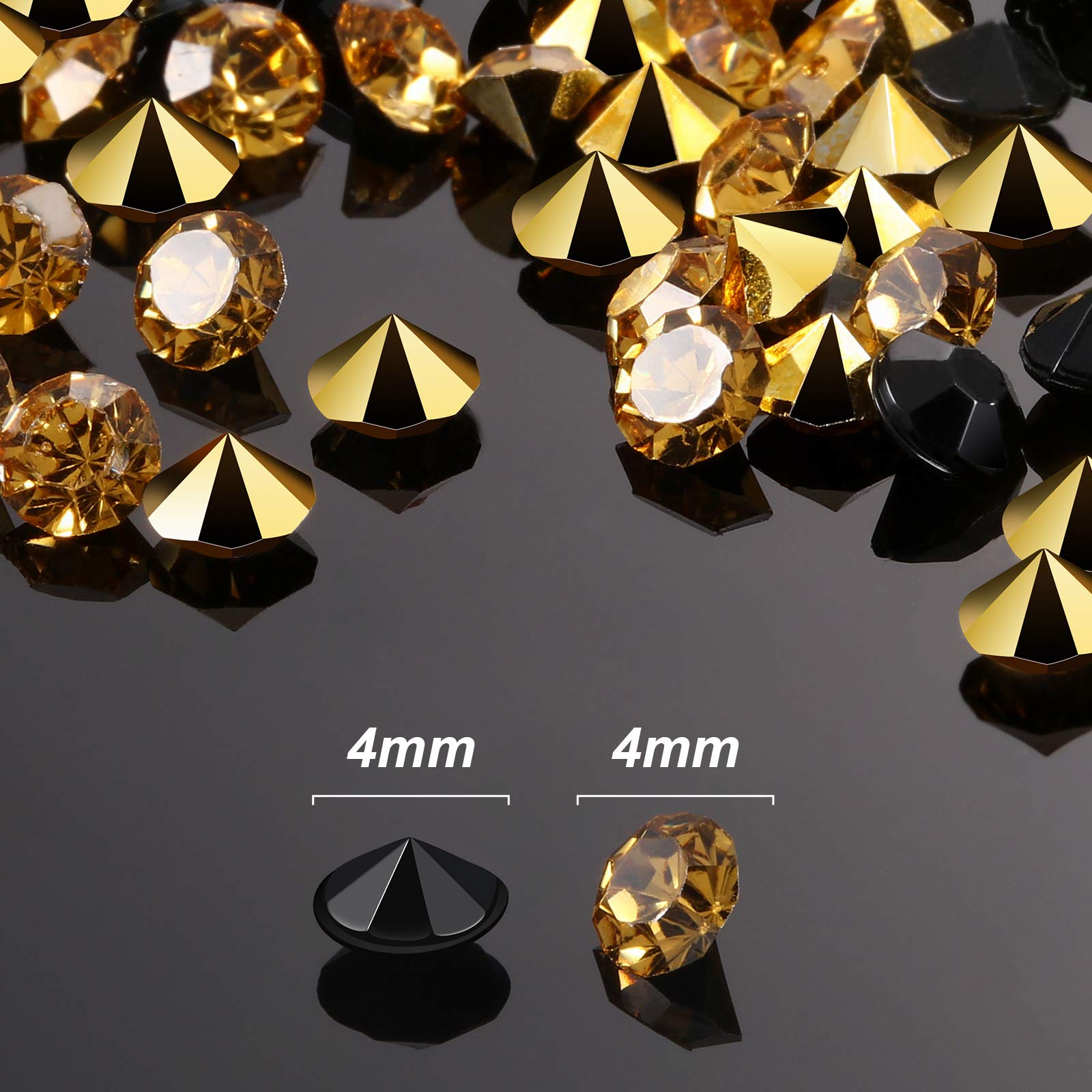 10,000 Clear Acrylic Diamond Rhinestones - Gold & Black 4mm Confetti Crystals for Wedding Table Decor, Centerpieces, Bridal Shower, Vase Filler | Perfect for Table Scatter, Party Decorations, and DIY Craft Projects