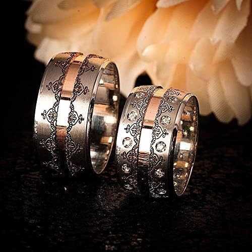 925 Sterling Silver Matching Wedding Ring Set for Couples - Personalized His & Hers Wedding Bands - Elegant Silver Rings for Anniversaries, Engagements & Special Occasions