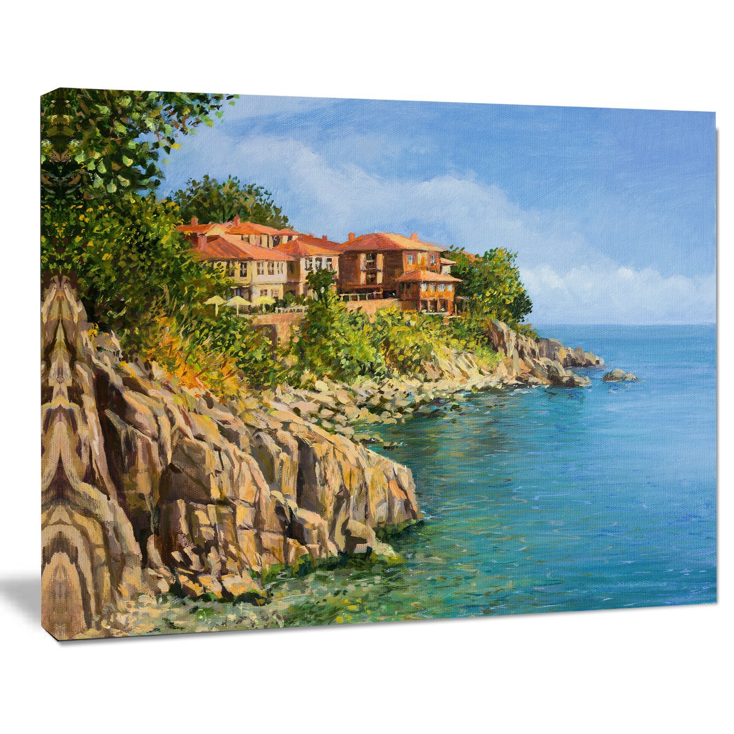 Blue Summer Sea Landscape Painting - Coastal Wall Art Canvas Print for Beach House Decor, Living Room & Office
