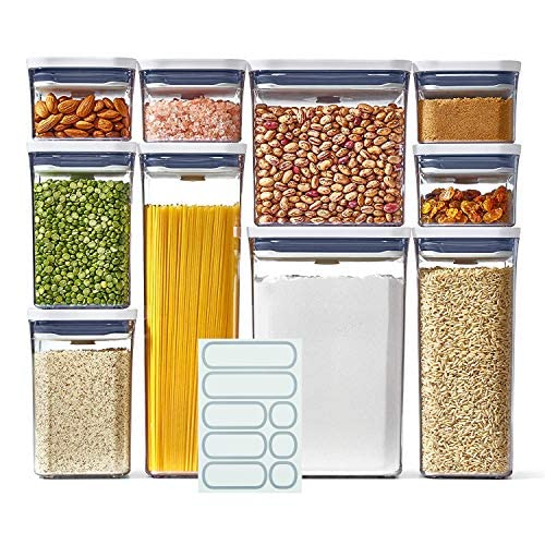OXO Good Grips 10-Piece Airtight Food Storage Container Set with 10 Labels - Perfect for Kitchen Pantry Organization & Bulk Food Storage