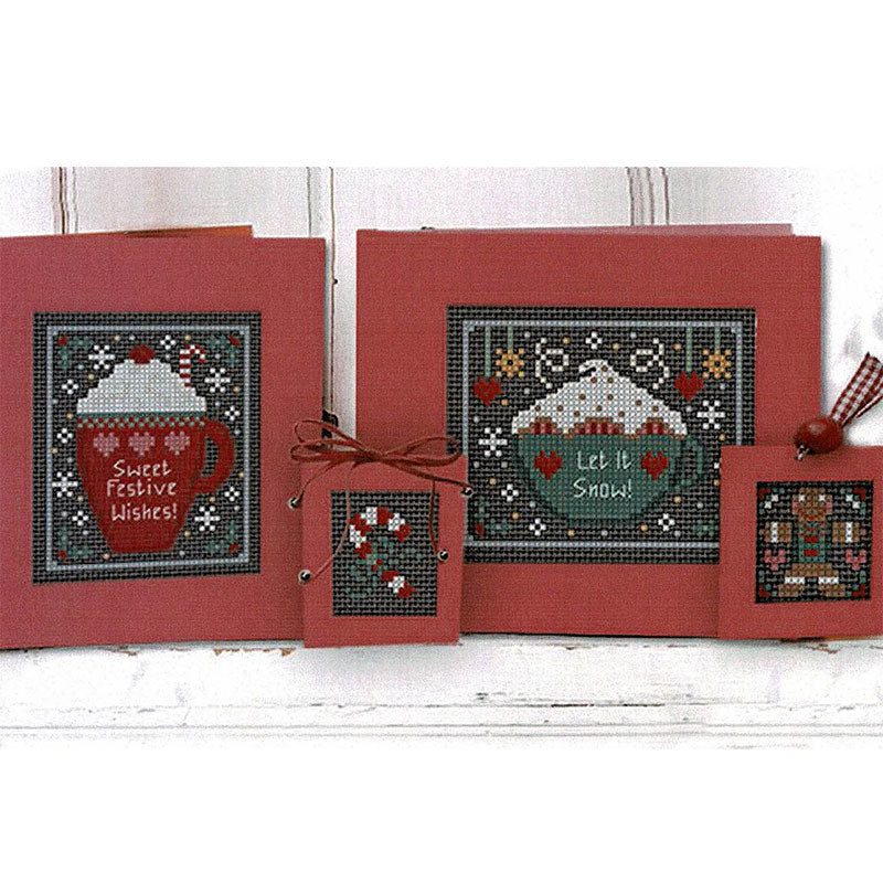 Festive Wishes Hot Chocolate Cross Stitch Kit - DIY Christmas Embroidery Pattern for Holiday Decor & Gift Making - Perfect for Cozy Winter Nights & Handmade Gifts