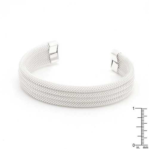 Stylish Silvertone Linear Mesh Cuff Bracelet for Women - Elegant Fashion Jewelry for Parties, Weddings & Everyday Wear