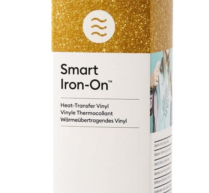 Cricut Smart Glitter Iron On Heat Transfer Vinyl Roll - Gold | 2.7m (9ft) | Compatible with Explore 3 & Maker 3 | DIY T-Shirts, Tote Bags & Home Decor Projects