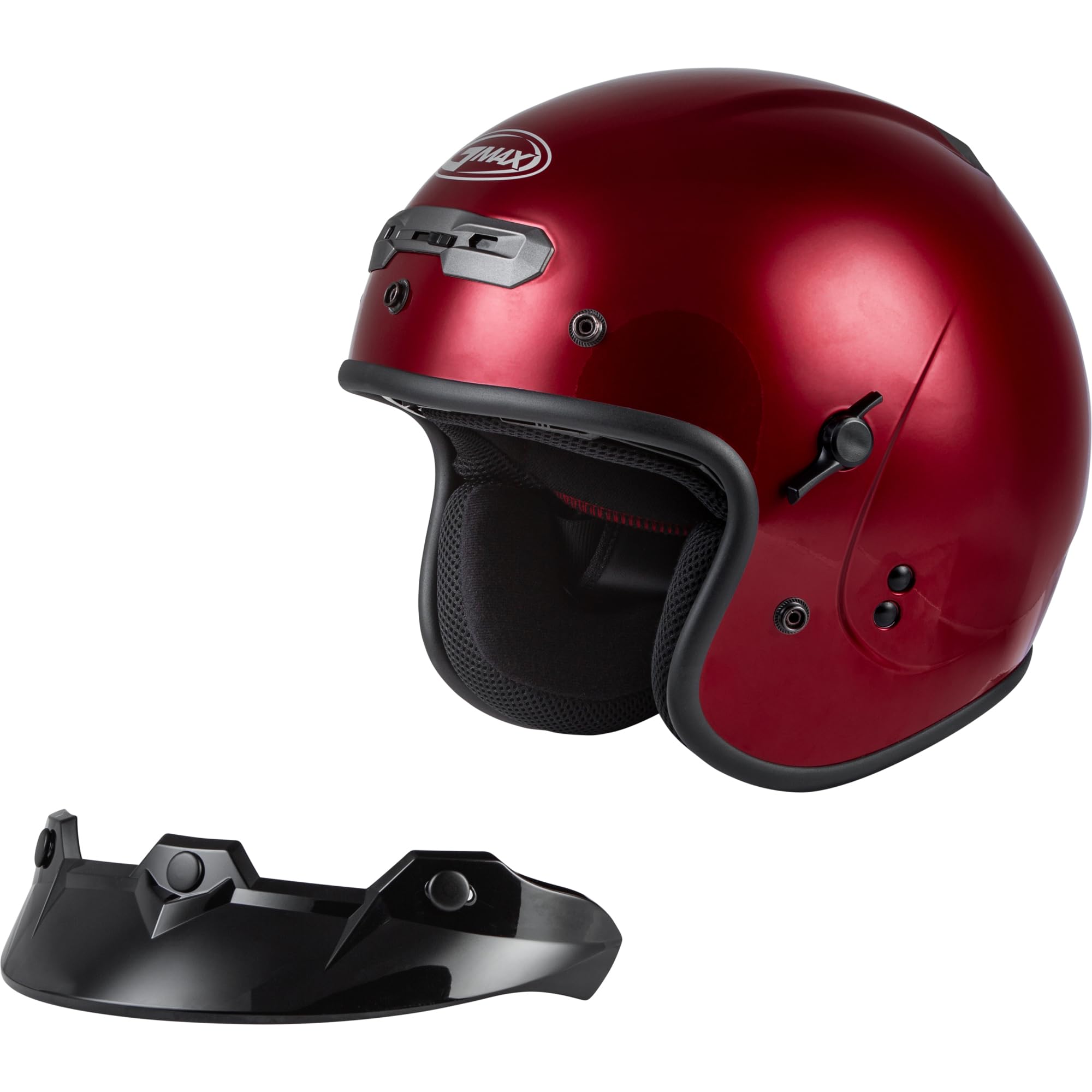 GMAX GM-32 Open-Face Motorcycle Helmet (Candy Red, Large) - DOT FMVSS 218 Certified - Lightweight & Comfortable for Cruiser, Scooter & Street Riding