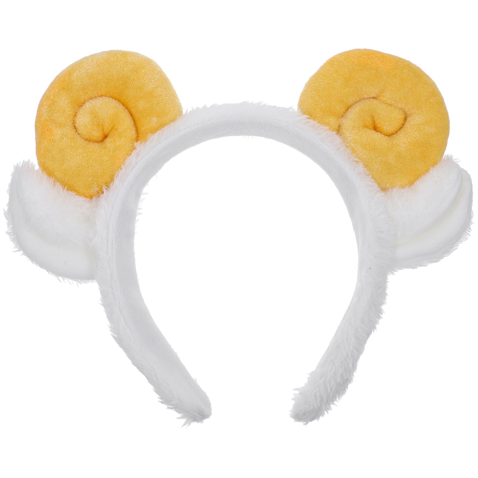PRETYZOOM Spiral Hair Ties & Plush Goat Headbands - Cute Sheep Horn Hair Accessories for Women & Girls (Yellow) | Perfect for Party Favors, Cosplay & Daily Styling
