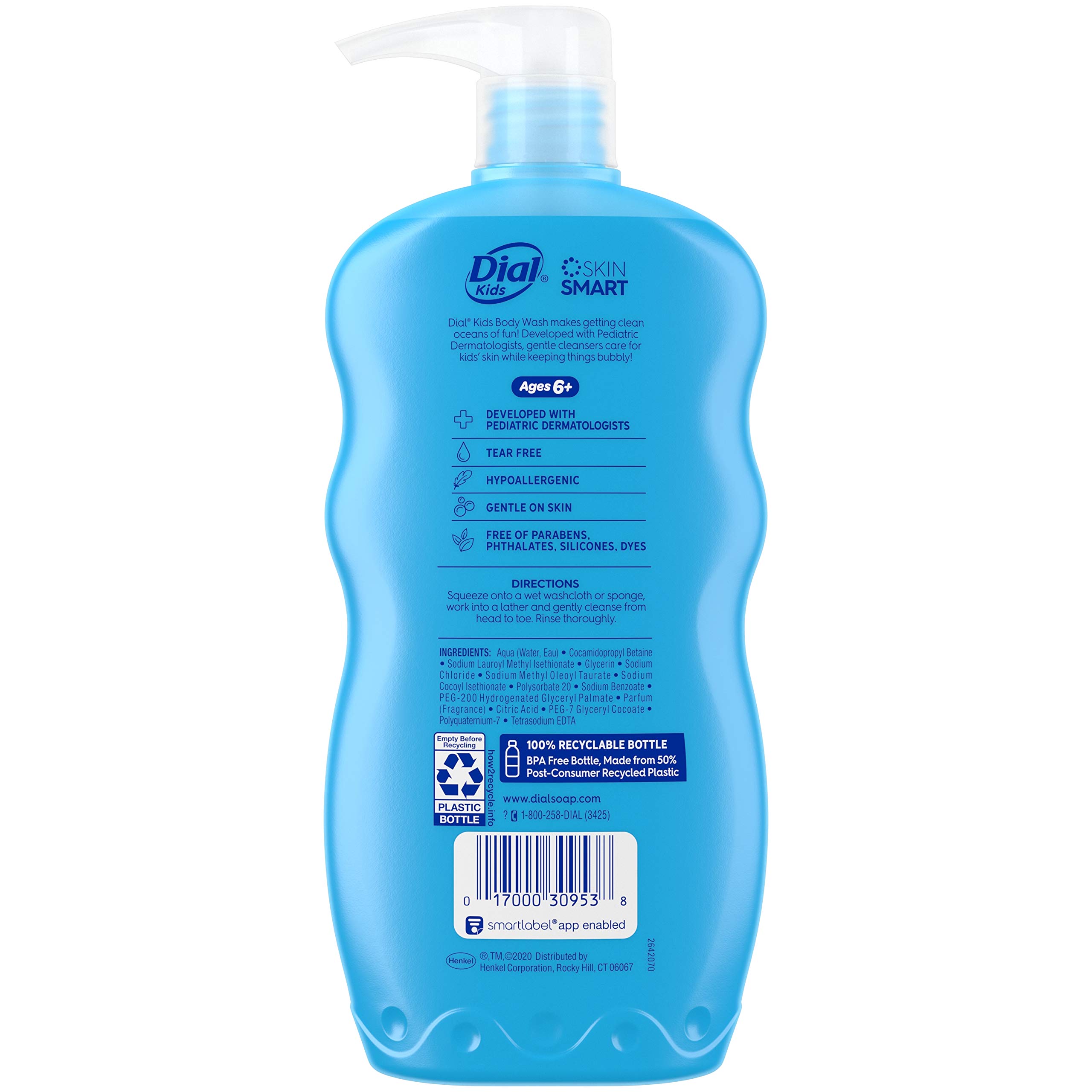 Dial Kids Body Wash - Waterlily Scent, 24 fl oz (Pack of 4) | Gentle & Hypoallergenic Formula for Sensitive Skin | Perfect for Bath Time, Daily Hygiene & Travel