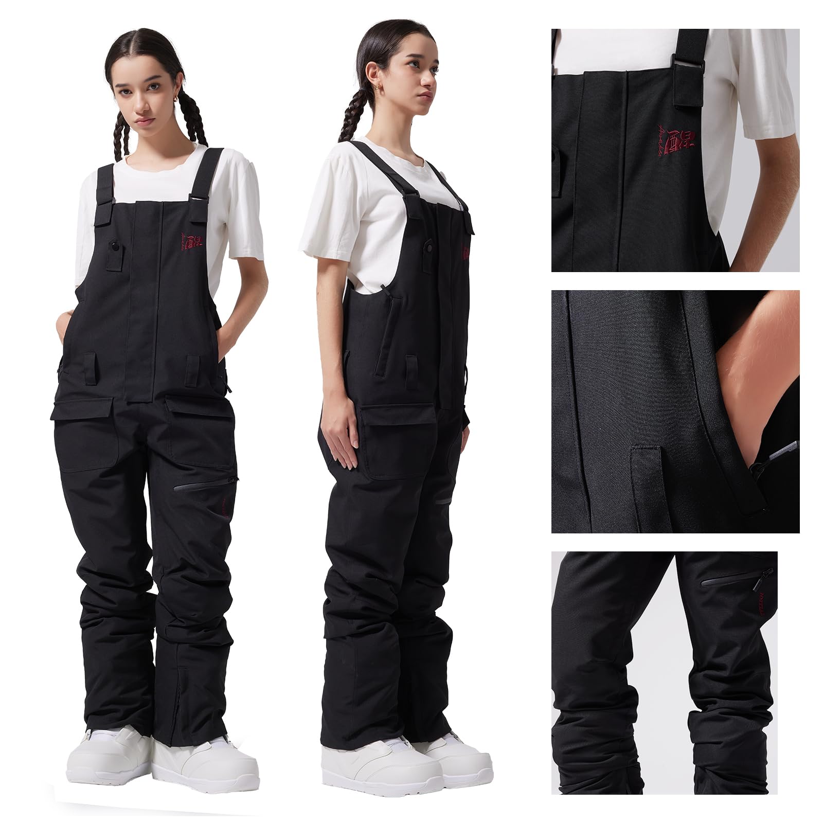 Women's Waterproof Ski Bib Overalls - Insulated Winter Snow Pants for Warmth & Durability - Perfect for Single & Double Board Skiing, Snowboarding & Outdoor Winter Sports