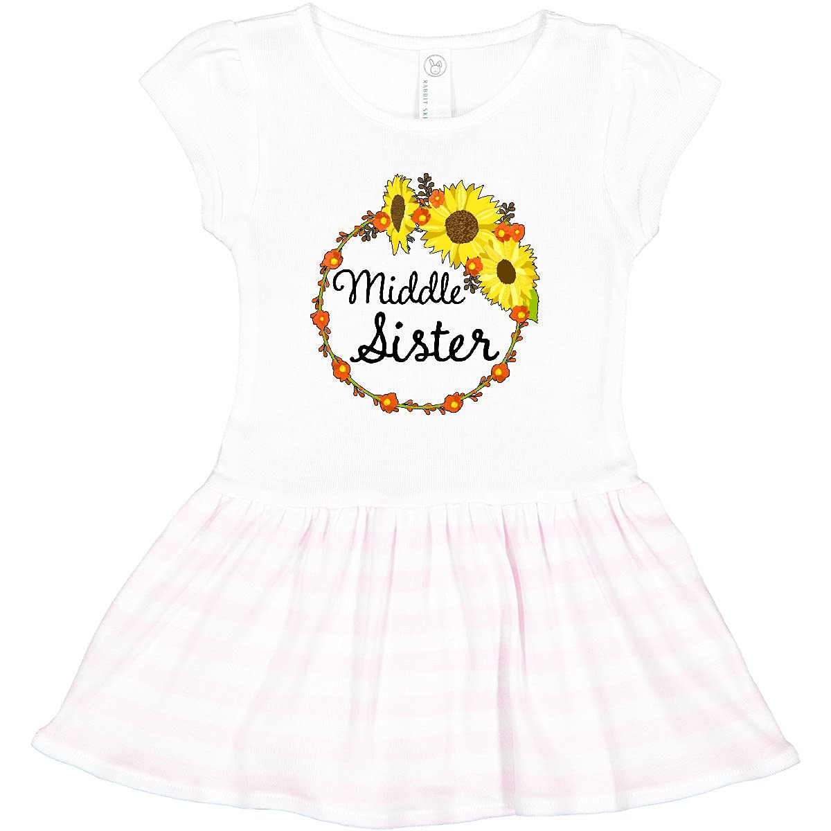 Inktastic Middle Sister Sunflower Wreath Toddler Dress - Cute Floral Summer Outfit for Baby Girls, Perfect for Family Photos, Birthday Parties & Outdoor Activities