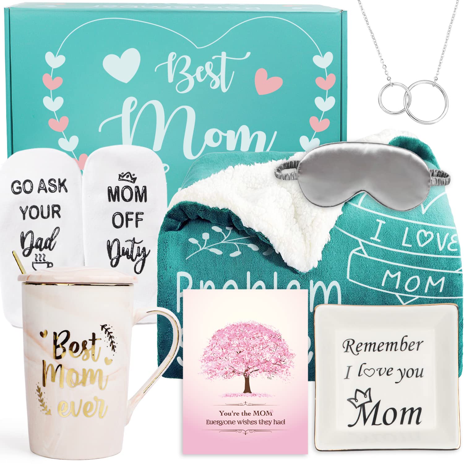 Best Birthday & Mother's Day Gift Ideas for Mom - Unique Warm Gifts Basket for Women, Get Well Soon Present from Daughter/Son - Thoughtful Present for Mother-in-Law with Greeting Card - Perfect for Holidays, Recovery & Special Occasions
