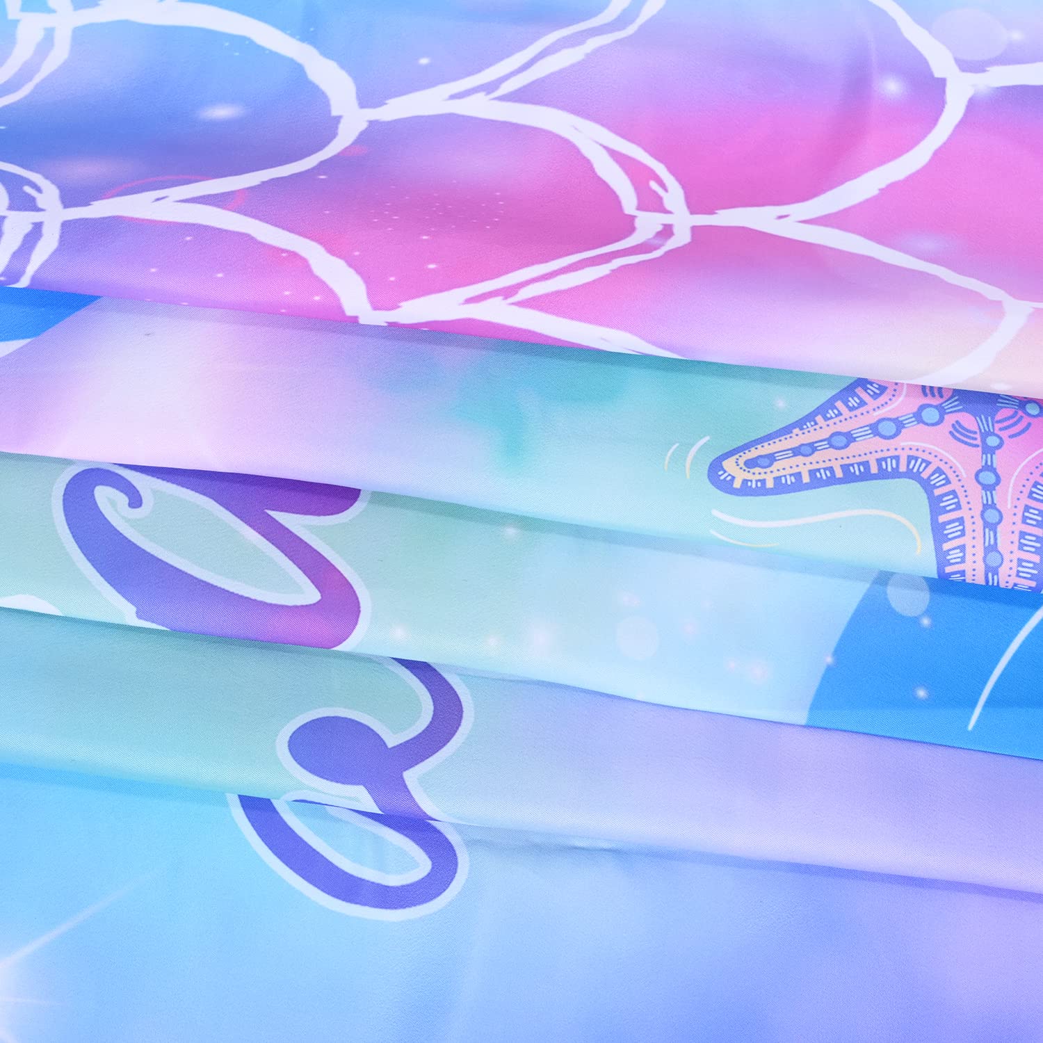 RosieLily Mermaid Shower Curtain for Kids Bathroom - Waterproof Fish Scale Ocean Theme Bath Curtain with 12 Hooks (72 Inch) - Perfect for Mermaid Lovers, Beach Style Bathroom Decor & Themed Birthday Party Decorations